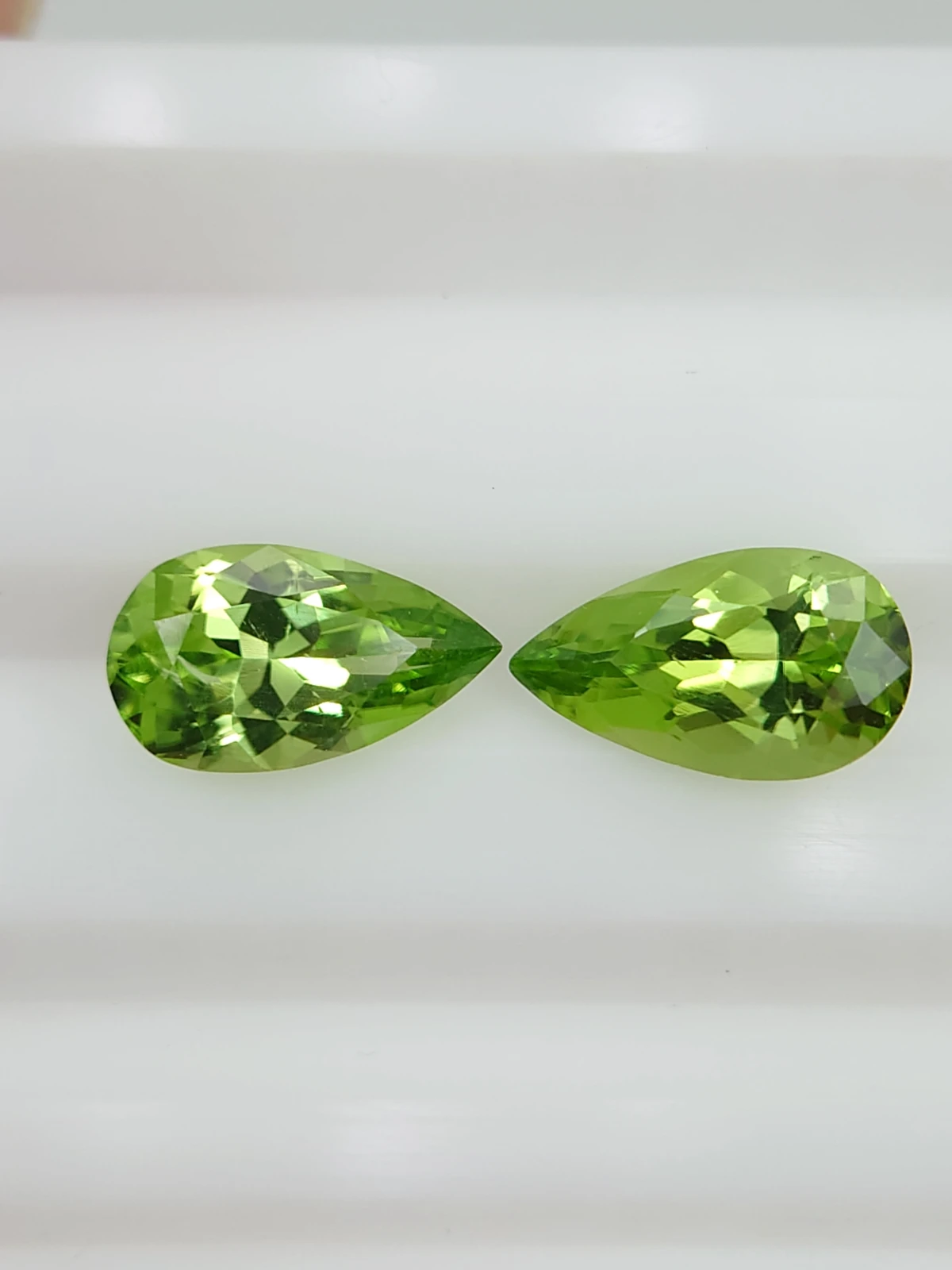 1.9 & 2ct Natural Pear Faceted Peridot Pair from Pakistan — view 1