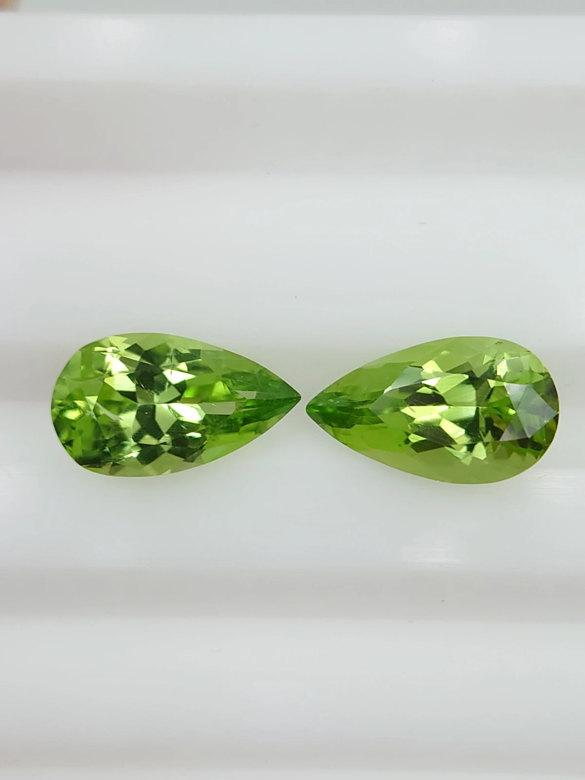 1.9 & 2ct Natural Pear Faceted Peridot Pair from Pakistan — view 2