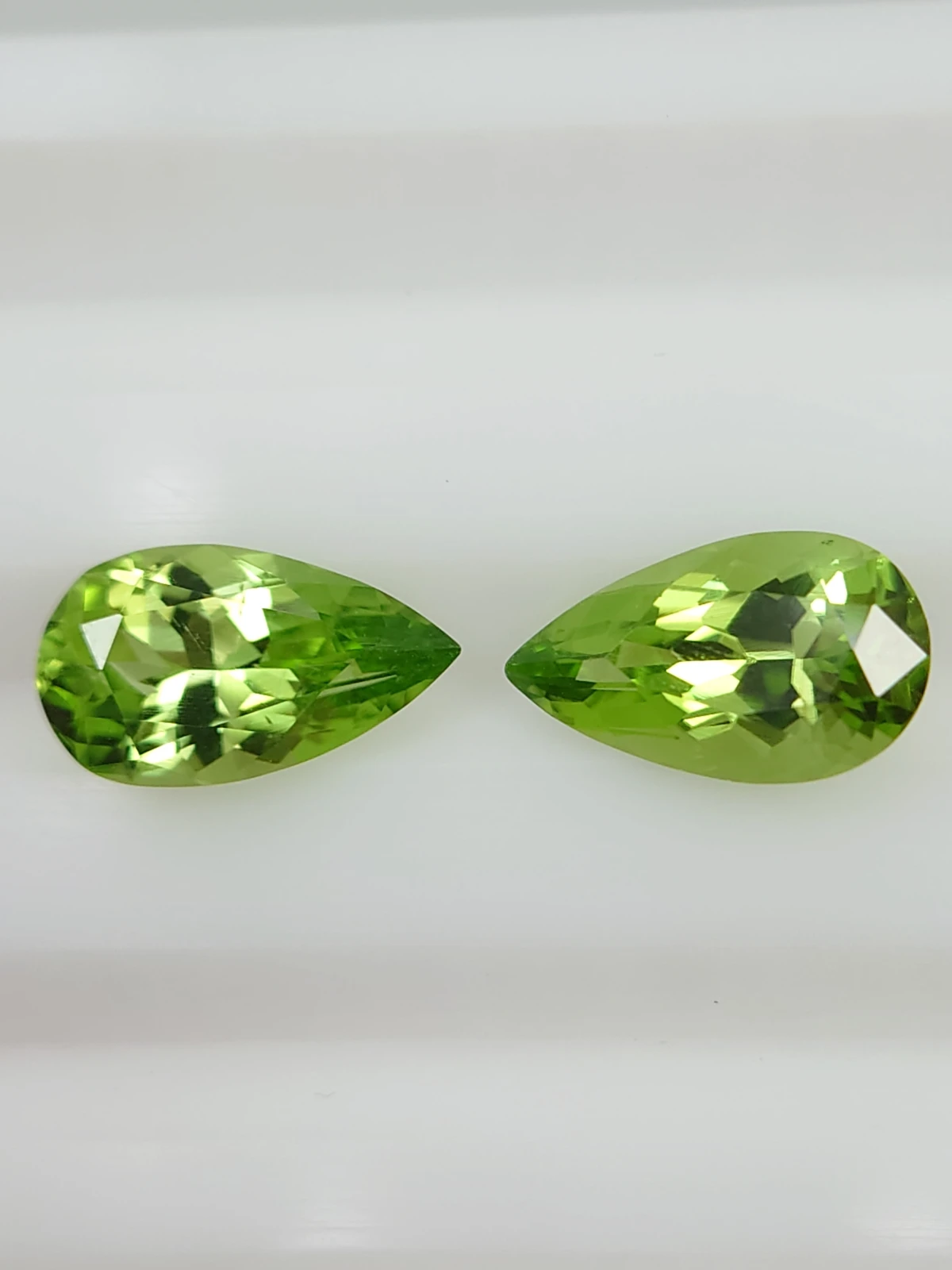 1.9 & 2ct Natural Pear Faceted Peridot Pair from Pakistan — view 3