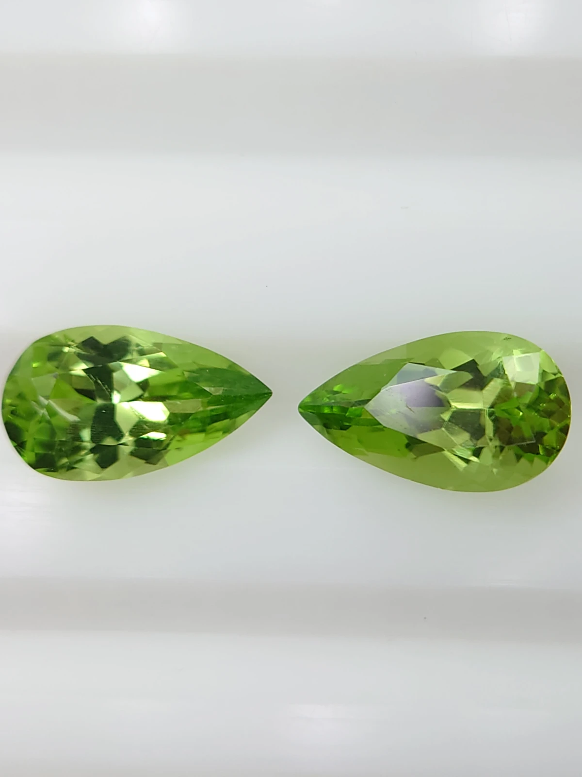 1.9 & 2ct Natural Pear Faceted Peridot Pair from Pakistan — view 5