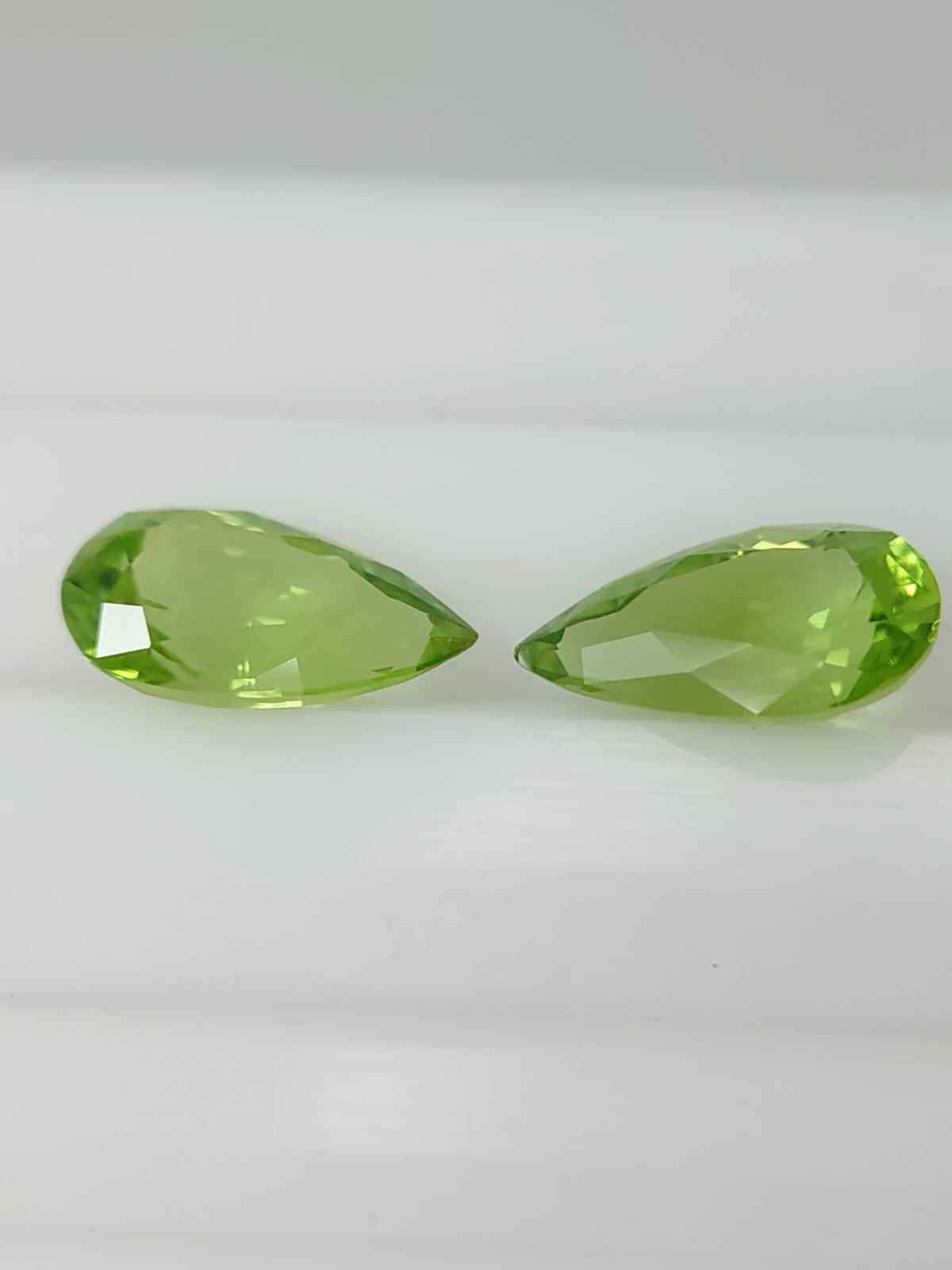 1.9 & 2ct Natural Pear Faceted Peridot Pair from Pakistan — view 6
