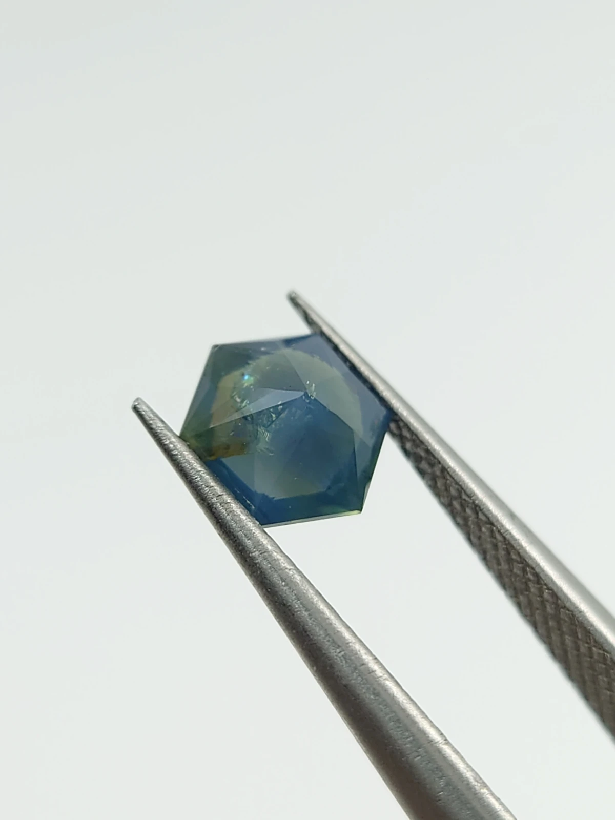 0.9ct Natural Opalescent Blue Sapphire Hexagonal Cut From Nigeria — view 2