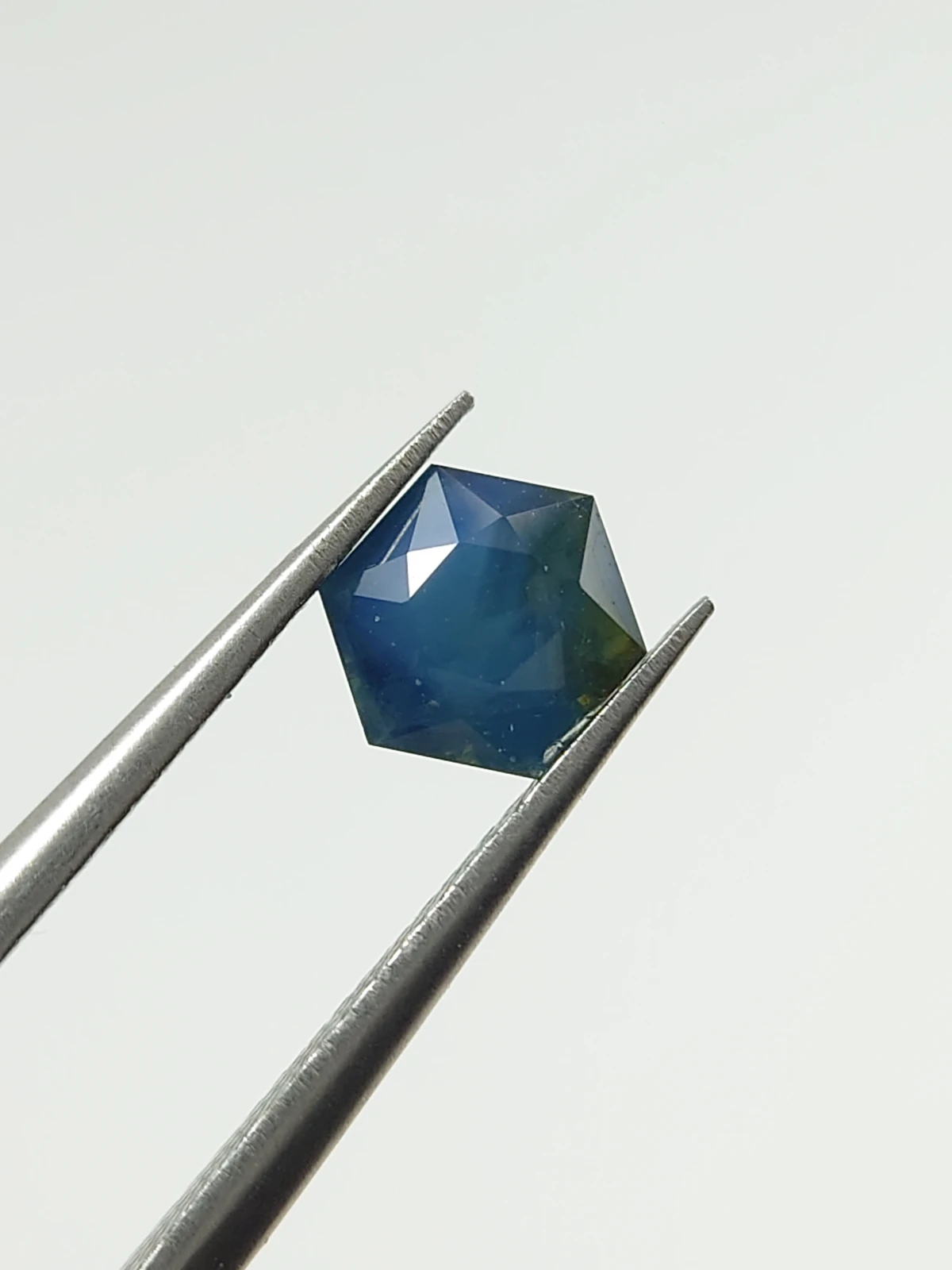 0.9ct Natural Opalescent Blue Sapphire Hexagonal Cut From Nigeria — view 3