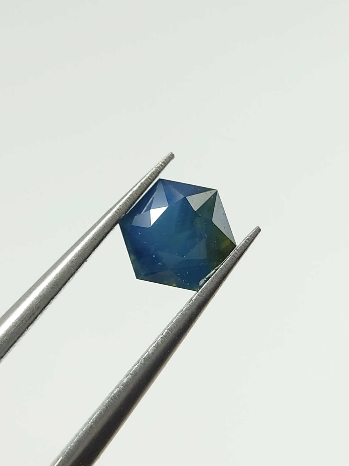 0.9ct Natural Opalescent Blue Sapphire Hexagonal Cut From Nigeria — view 4