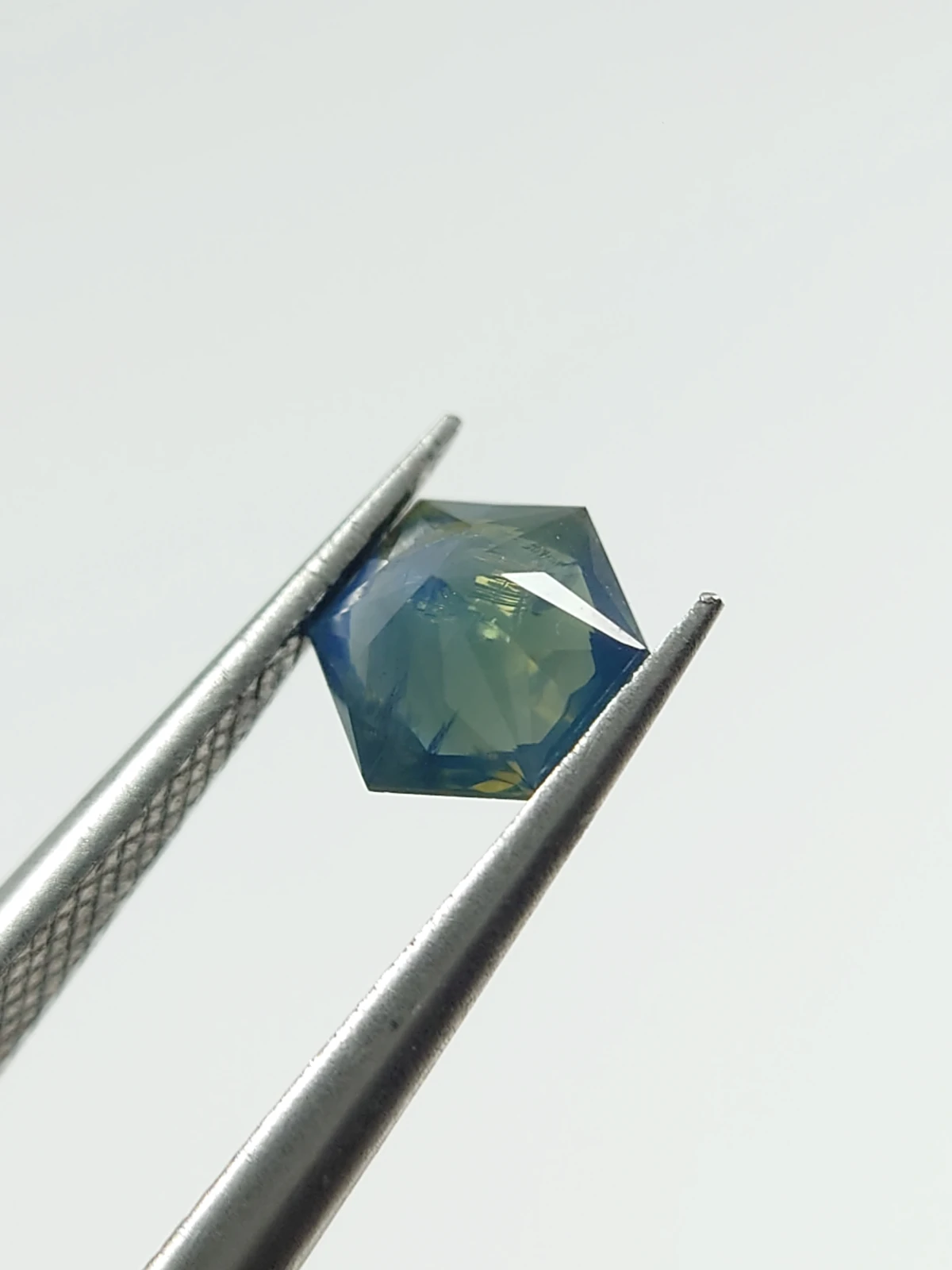 0.9ct Natural Opalescent Blue Sapphire Hexagonal Cut From Nigeria — view 5