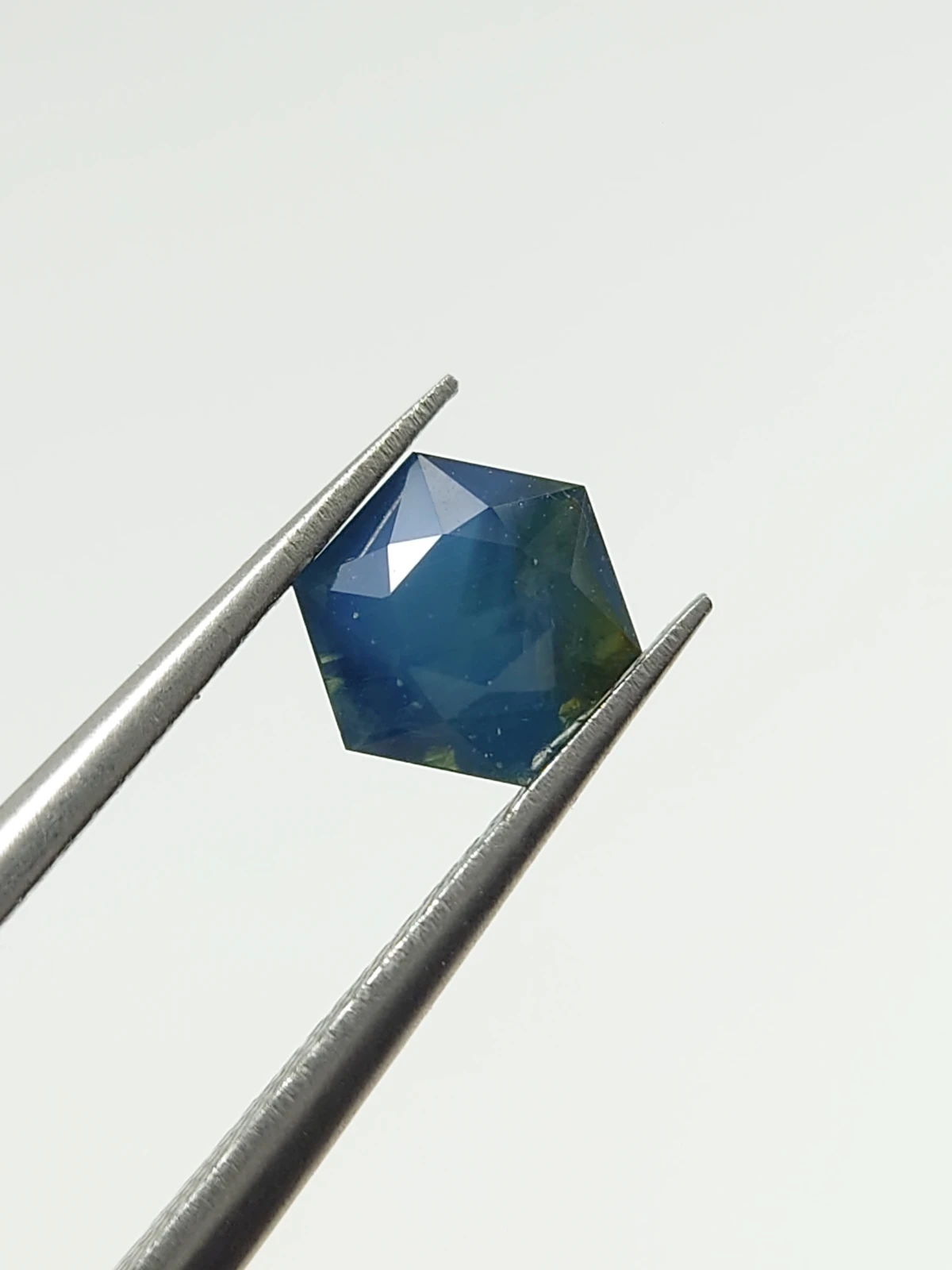 0.9ct Natural Opalescent Blue Sapphire Hexagonal Cut From Nigeria — view 6