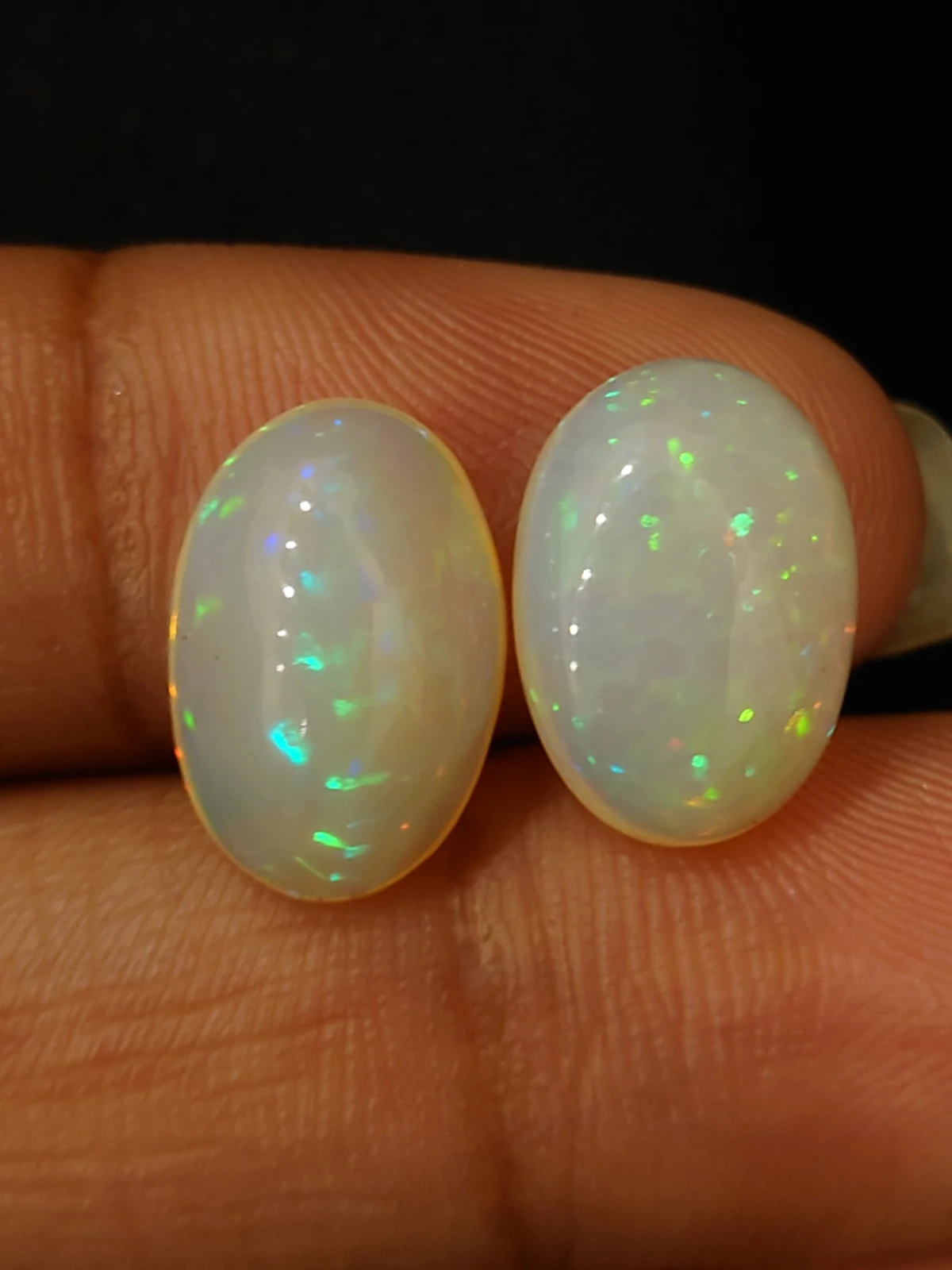 5.15 Natural White Opal Pair Cab Cut From Ethiopia — view 1