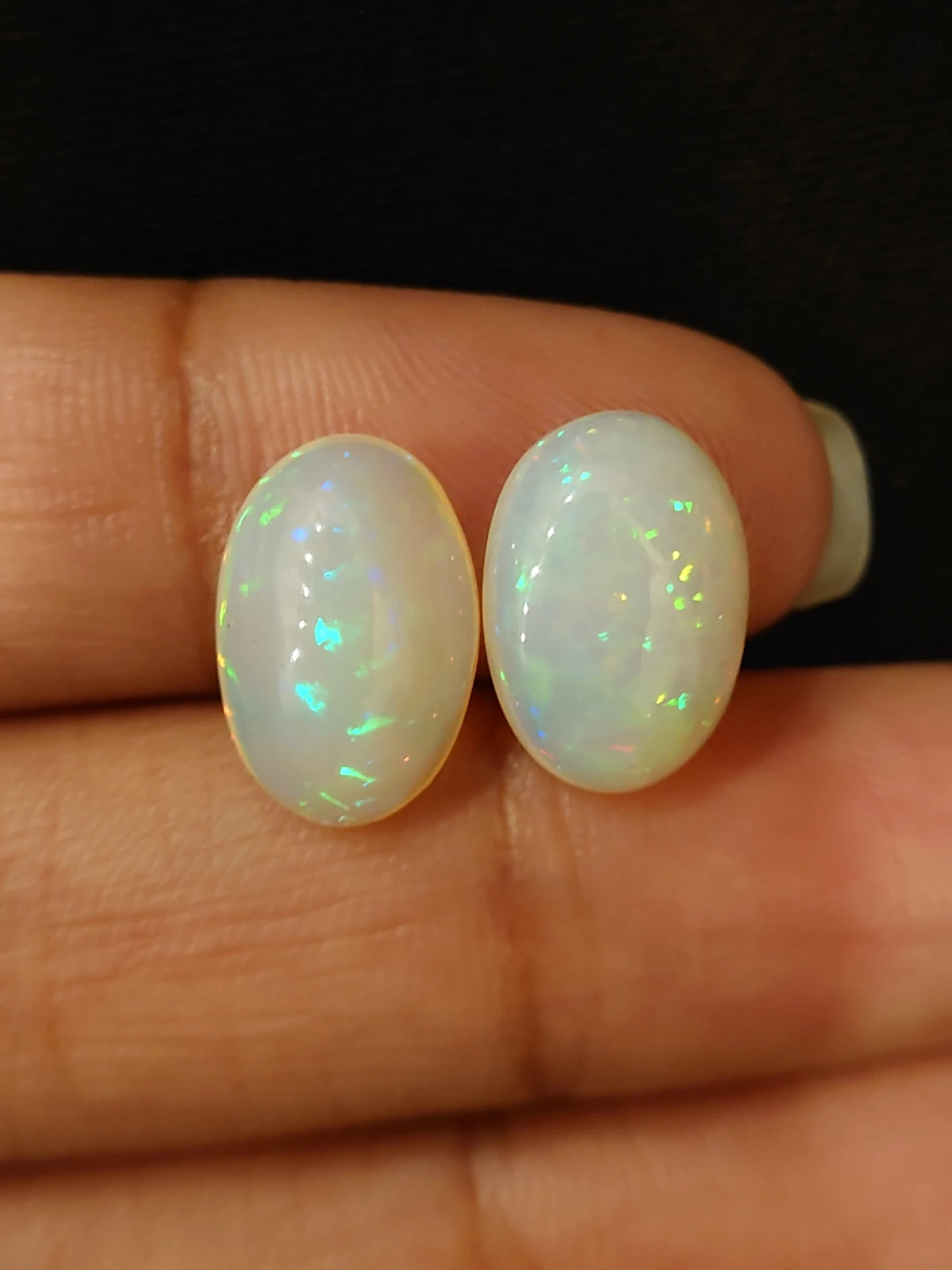 5.15 Natural White Opal Pair Cab Cut From Ethiopia — view 2