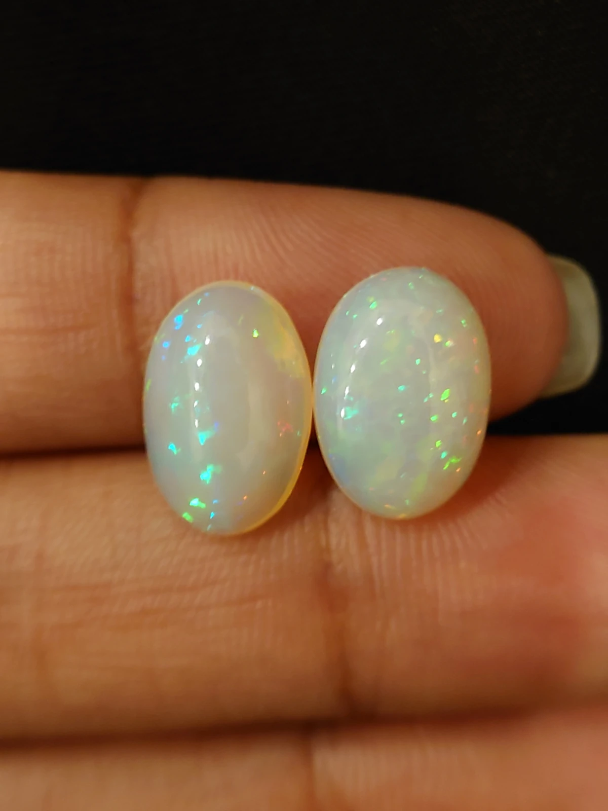 5.15 Natural White Opal Pair Cab Cut From Ethiopia — view 3