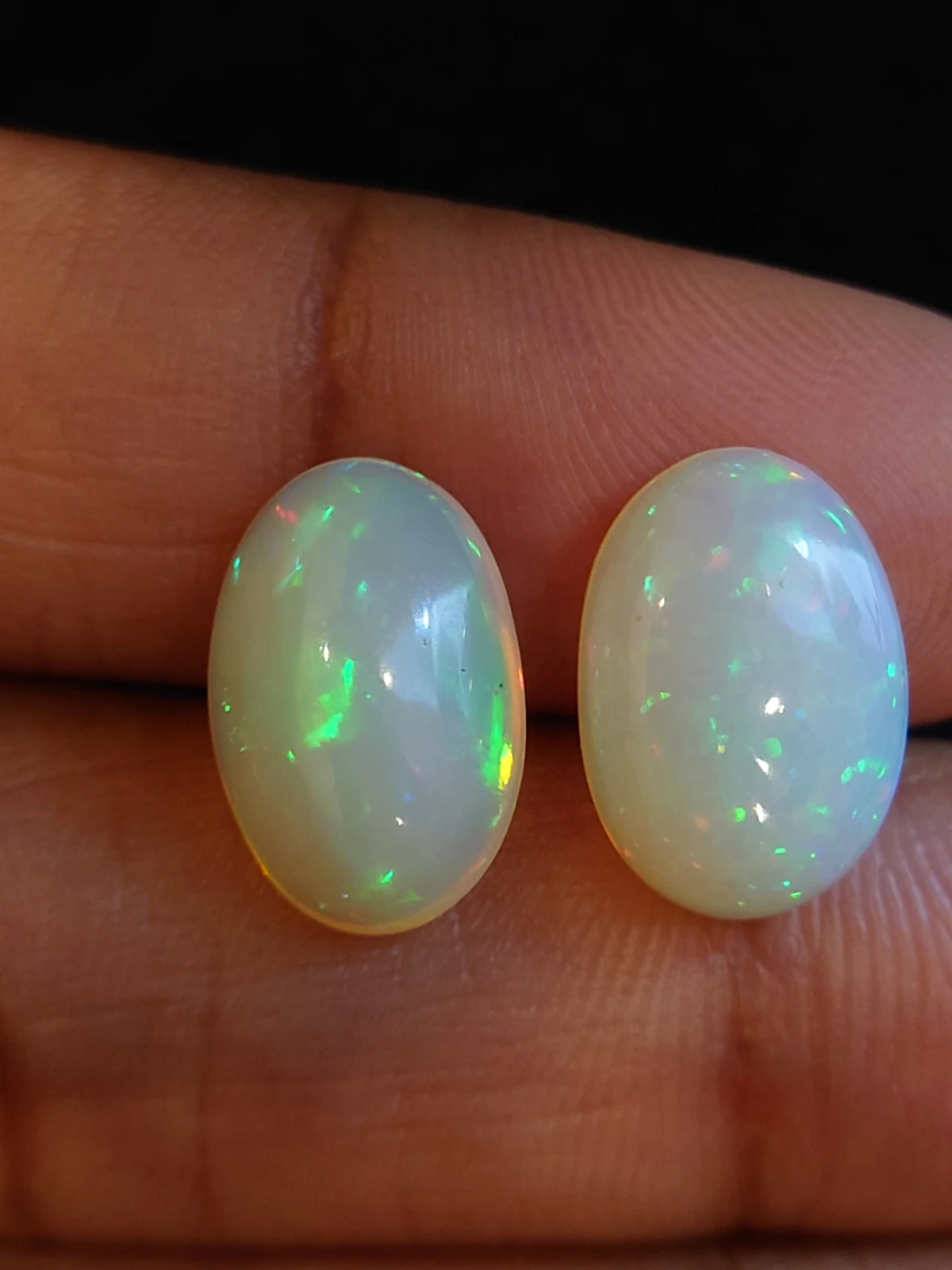 5.15 Natural White Opal Pair Cab Cut From Ethiopia — view 4