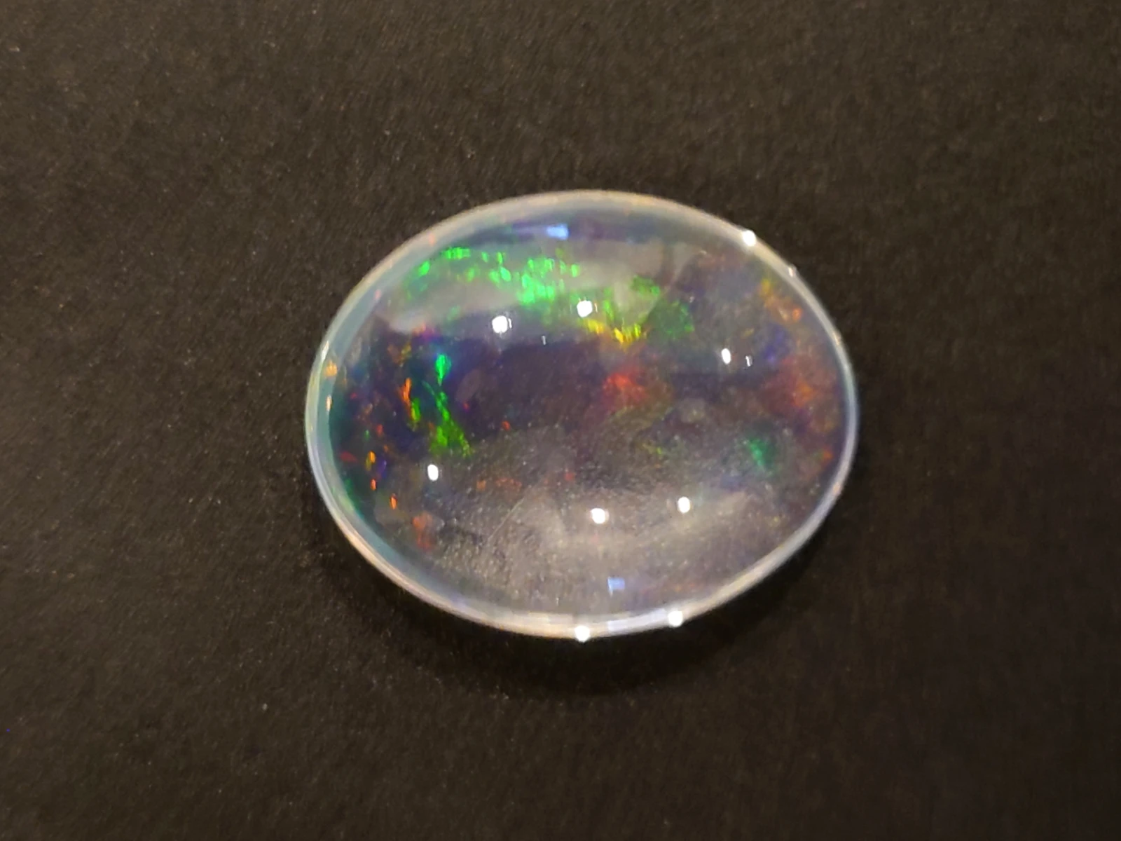 17.44ct Natural White Crystal Rainbow Cab Cut From Ethiopia — view 3