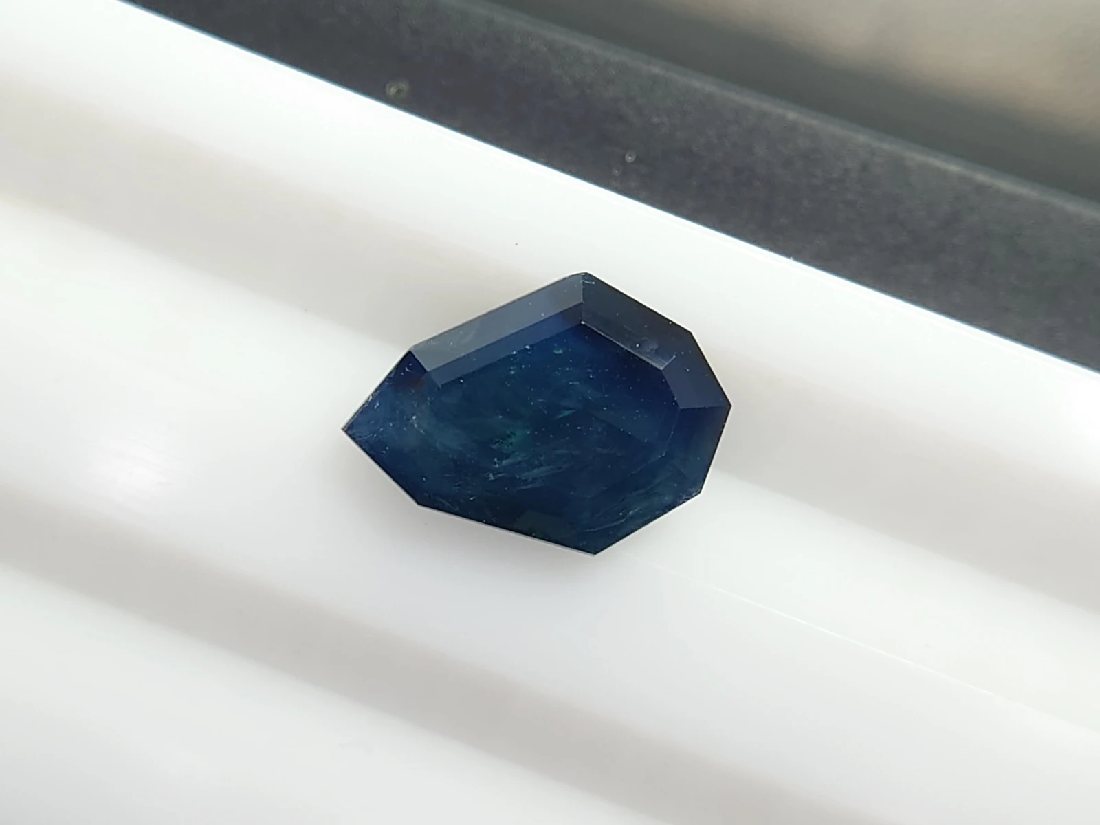 3.27ct Natural Opalescent Blue Sapphire Shield Cut from Nigeria — view 1