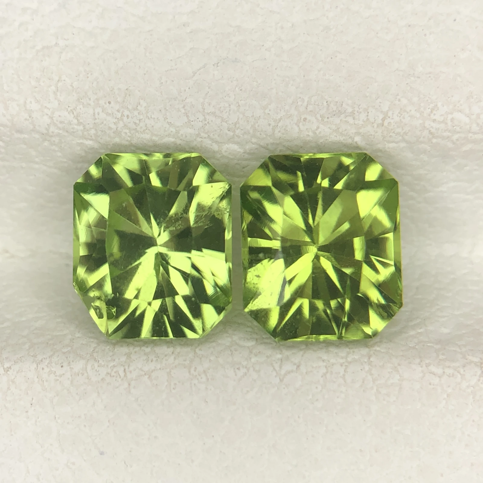 2.55 ct Natural Peridot loose gemstone pair fancy octagon cut — view 2