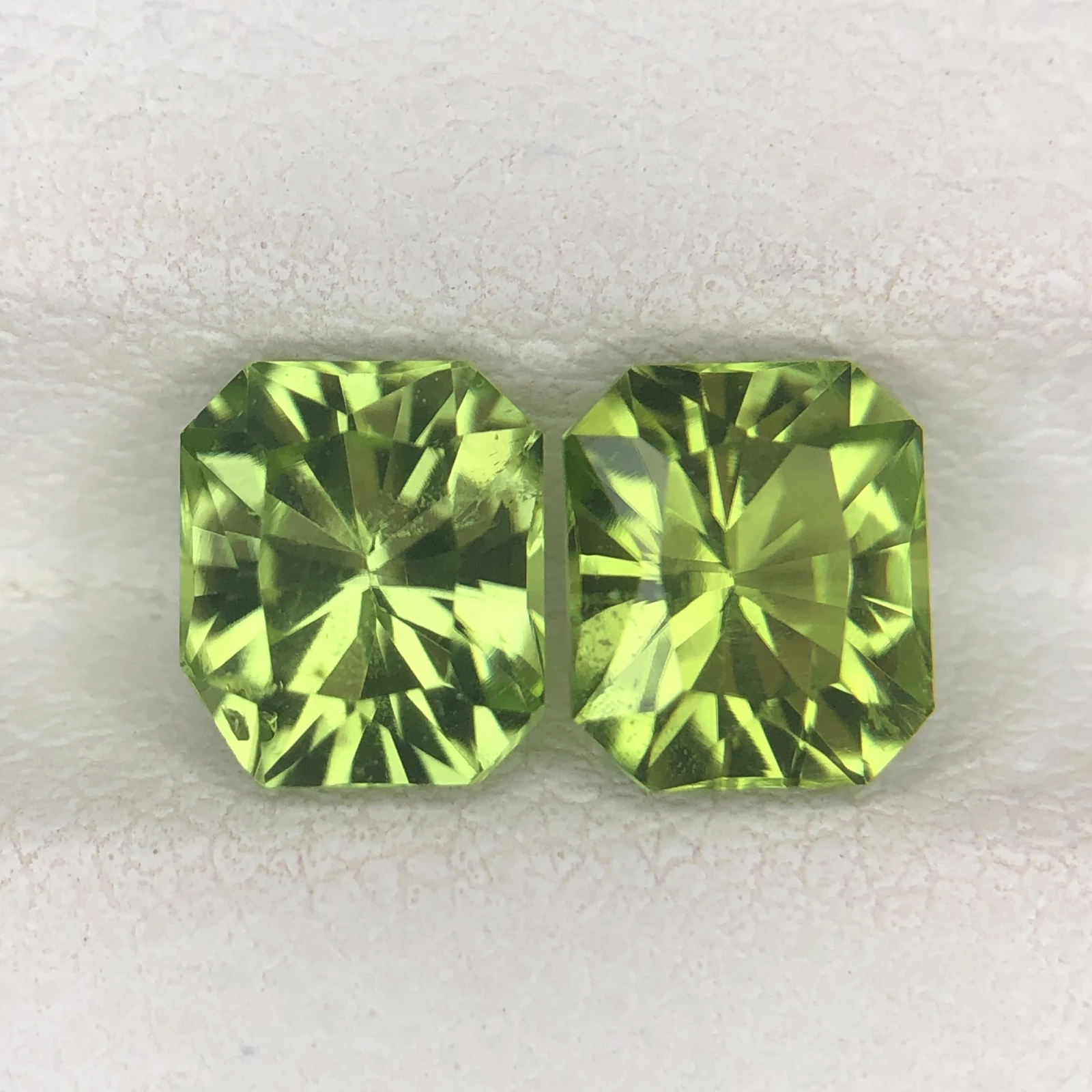 2.55 ct Natural Peridot loose gemstone pair fancy octagon cut — view 4