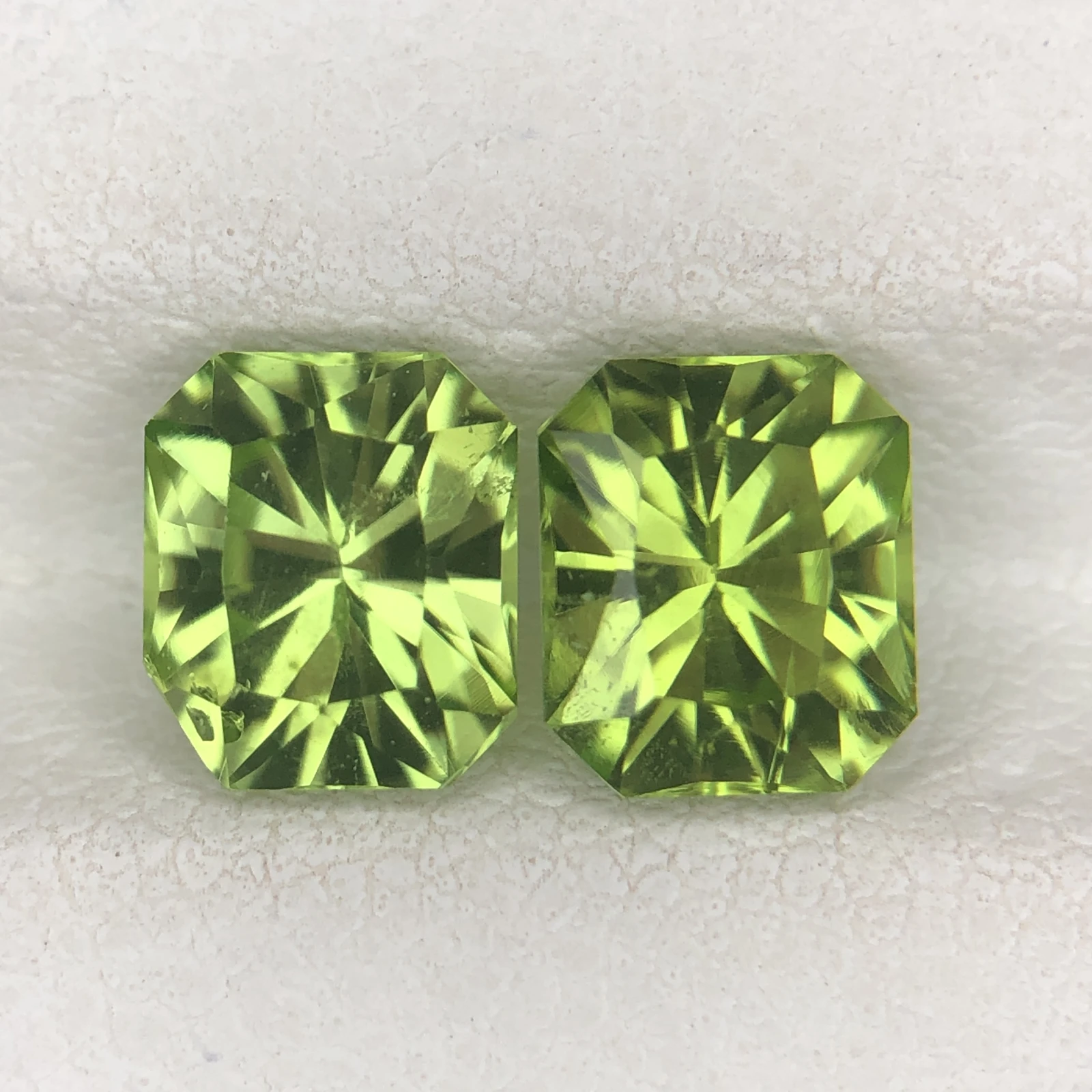 2.55 ct Natural Peridot loose gemstone pair fancy octagon cut — view 3