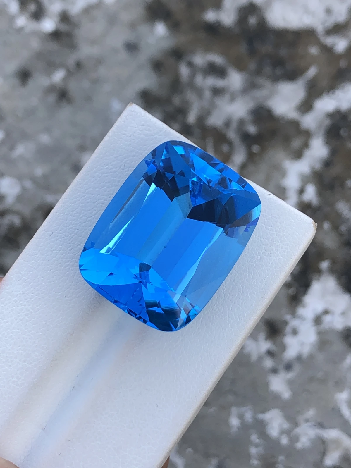 55.85ct Natural Electric Blue topaz loose gemstone cushion cut — view 2