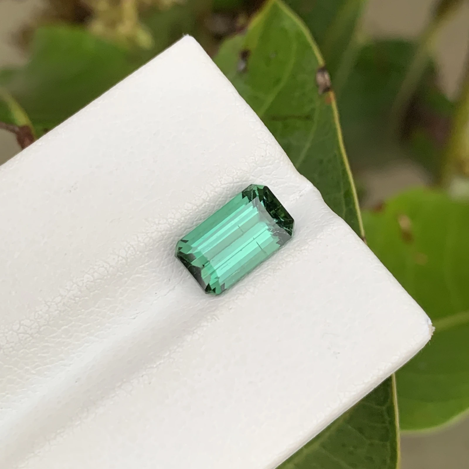2.25 ct Natural Tourmaline loose gemstone octagon bluish green — view 1