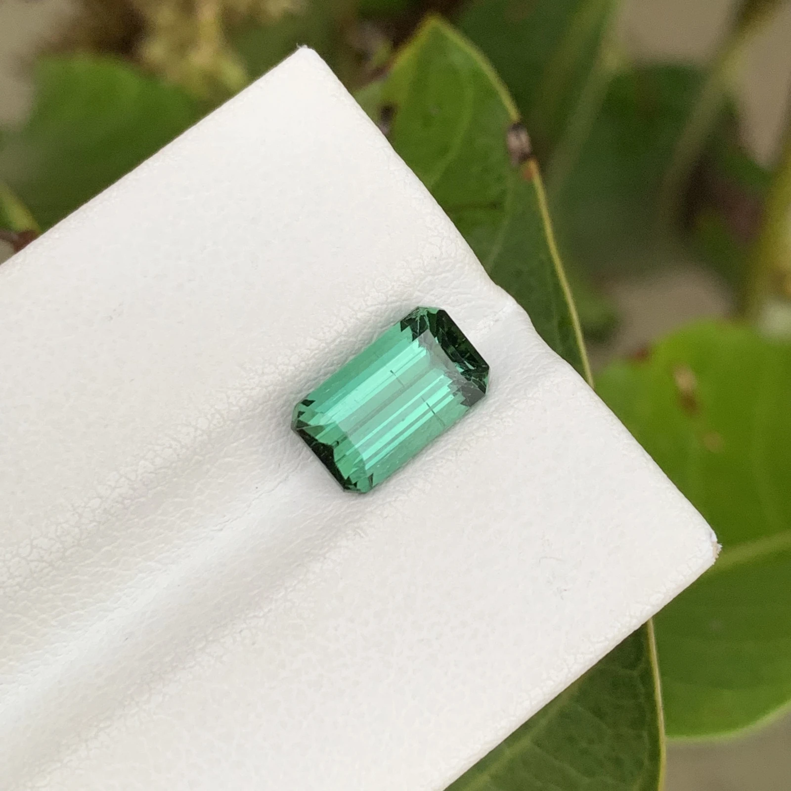 2.25 ct Natural Tourmaline loose gemstone octagon bluish green — view 2