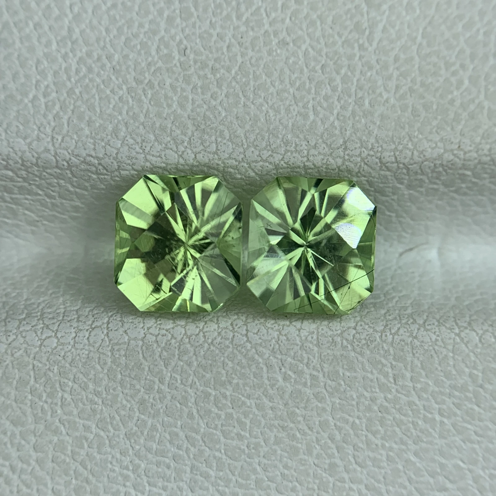 3.10 ct. Natural Peridot pair loose gemstone octagon shape green — view 1