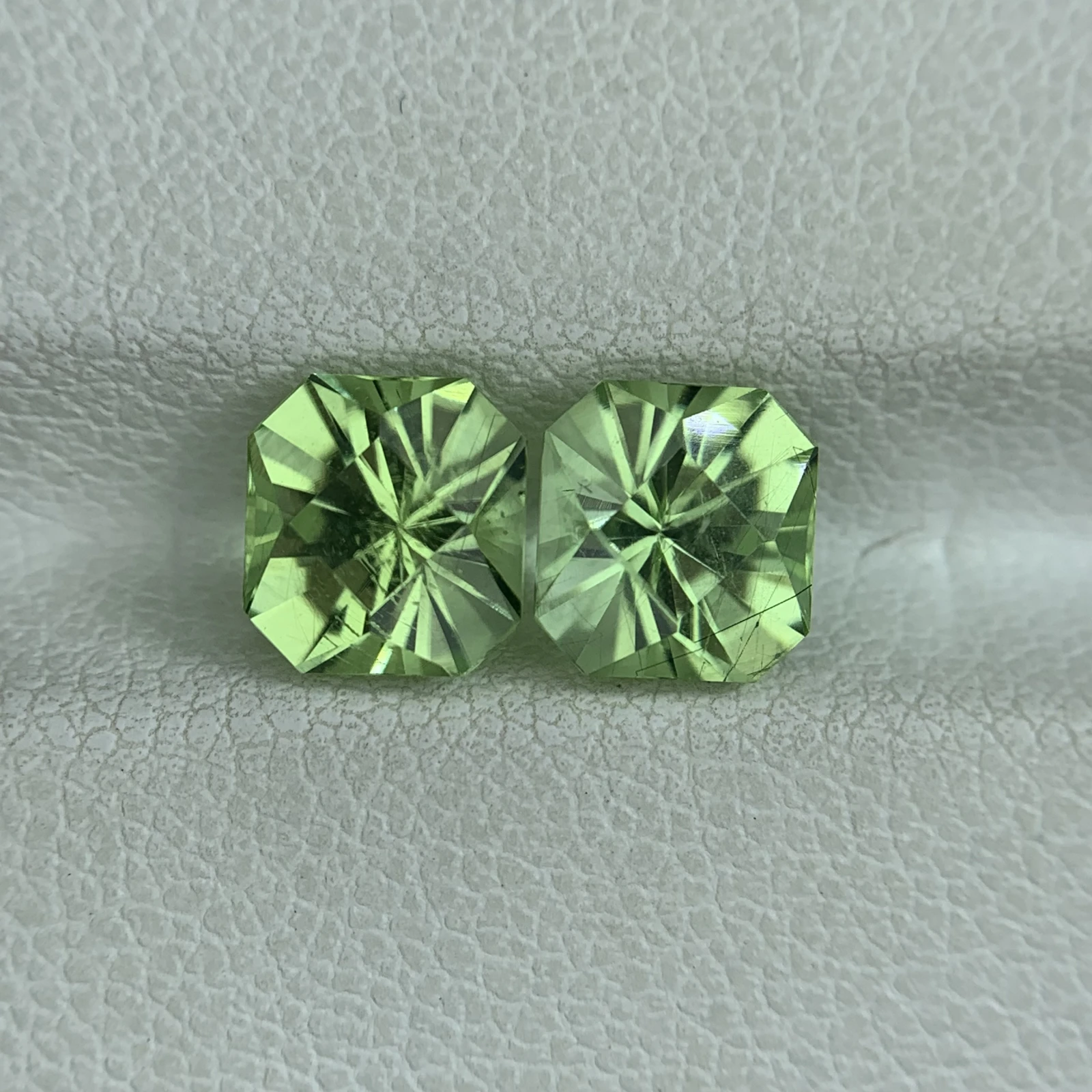 3.10 ct. Natural Peridot pair loose gemstone octagon shape green — view 2