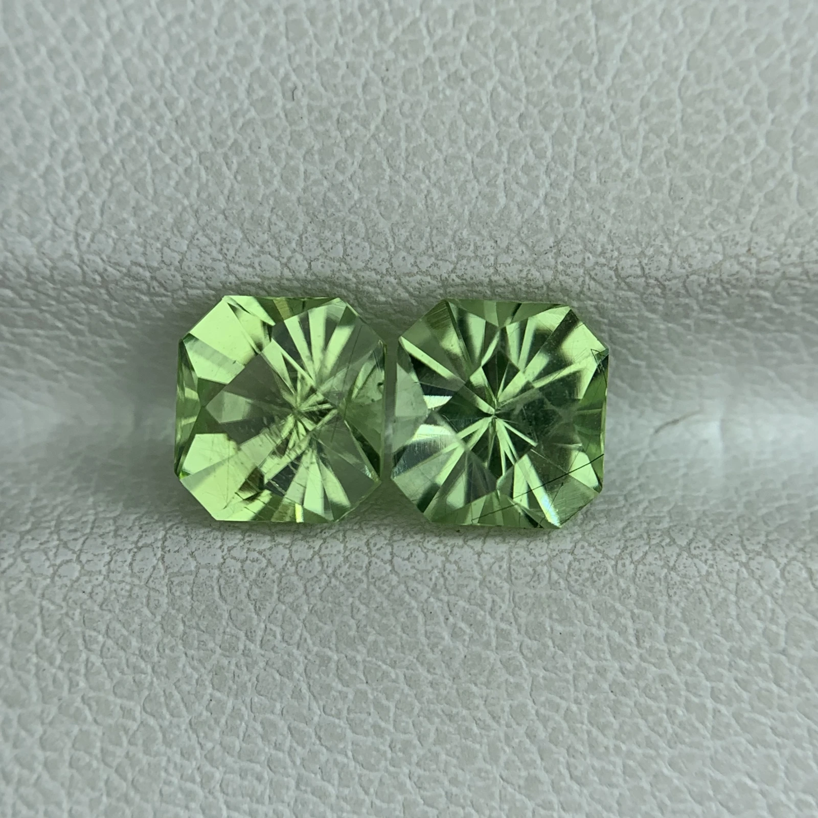 3.10 ct. Natural Peridot pair loose gemstone octagon shape green — view 3