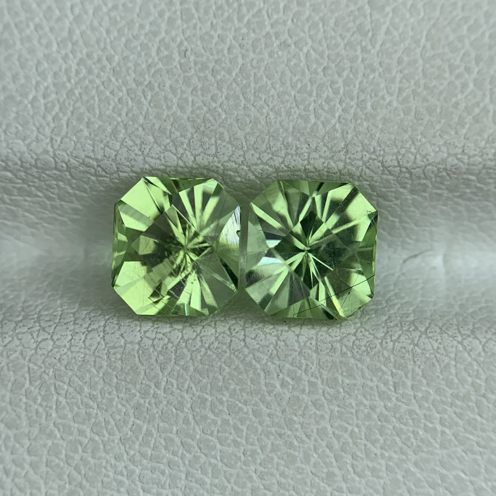 3.10 ct. Natural Peridot pair loose gemstone octagon shape green — view 4