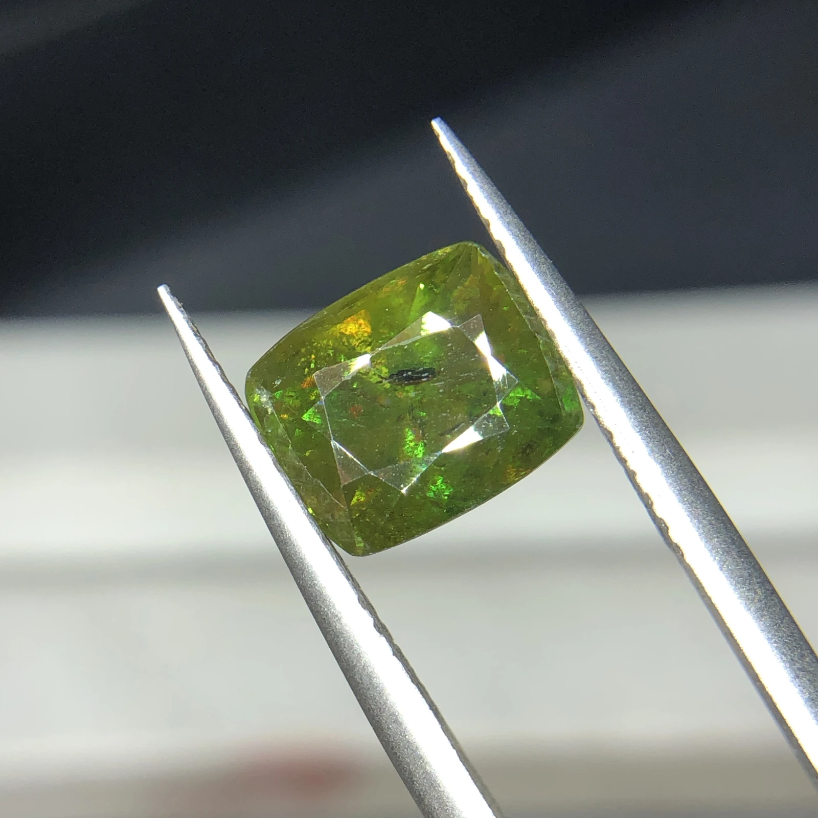 3.40ct Natural Sphene titanite loose gemstone chrome cushion shape — view 1