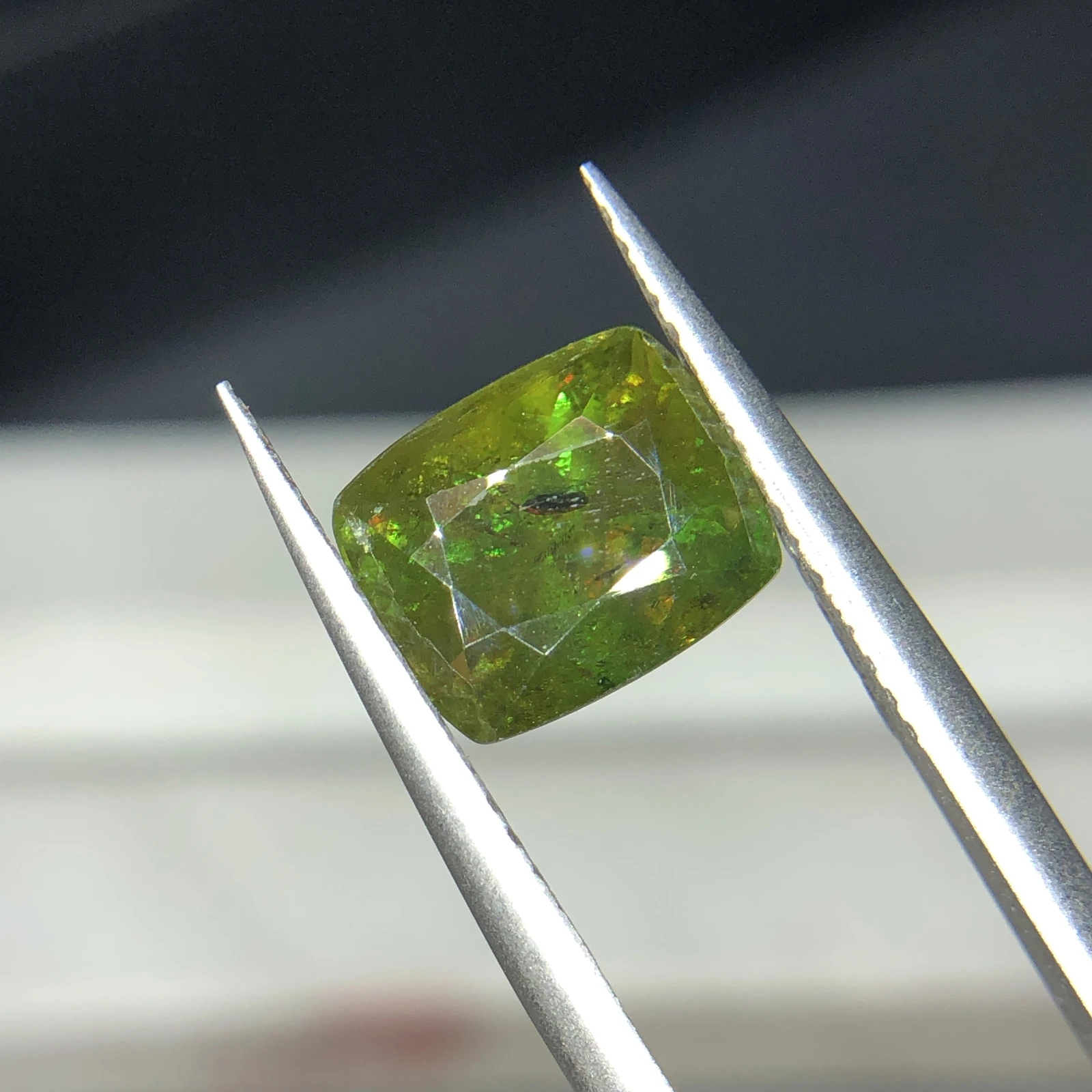3.40ct Natural Sphene titanite loose gemstone chrome cushion shape — view 2