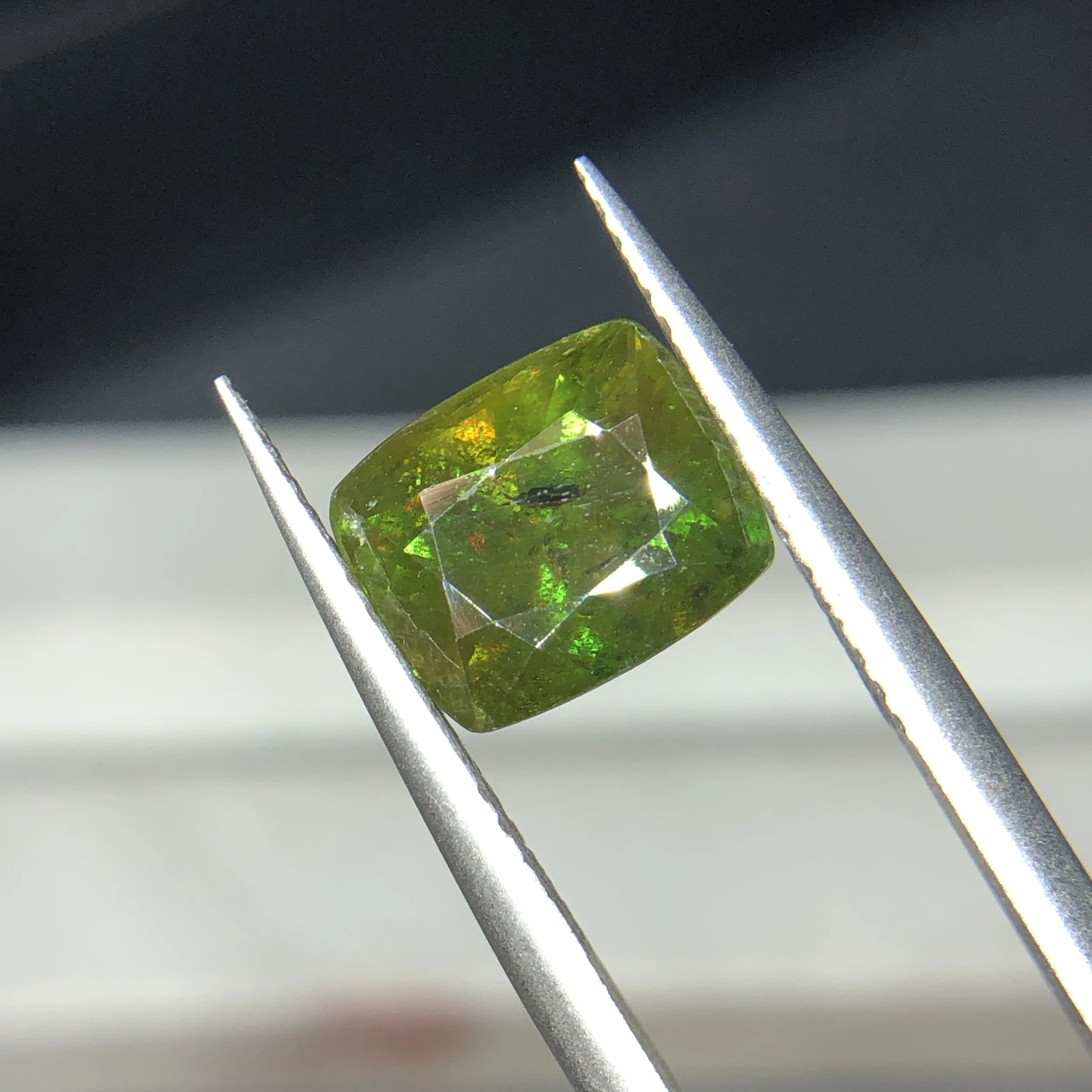 3.40ct Natural Sphene titanite loose gemstone chrome cushion shape — view 4