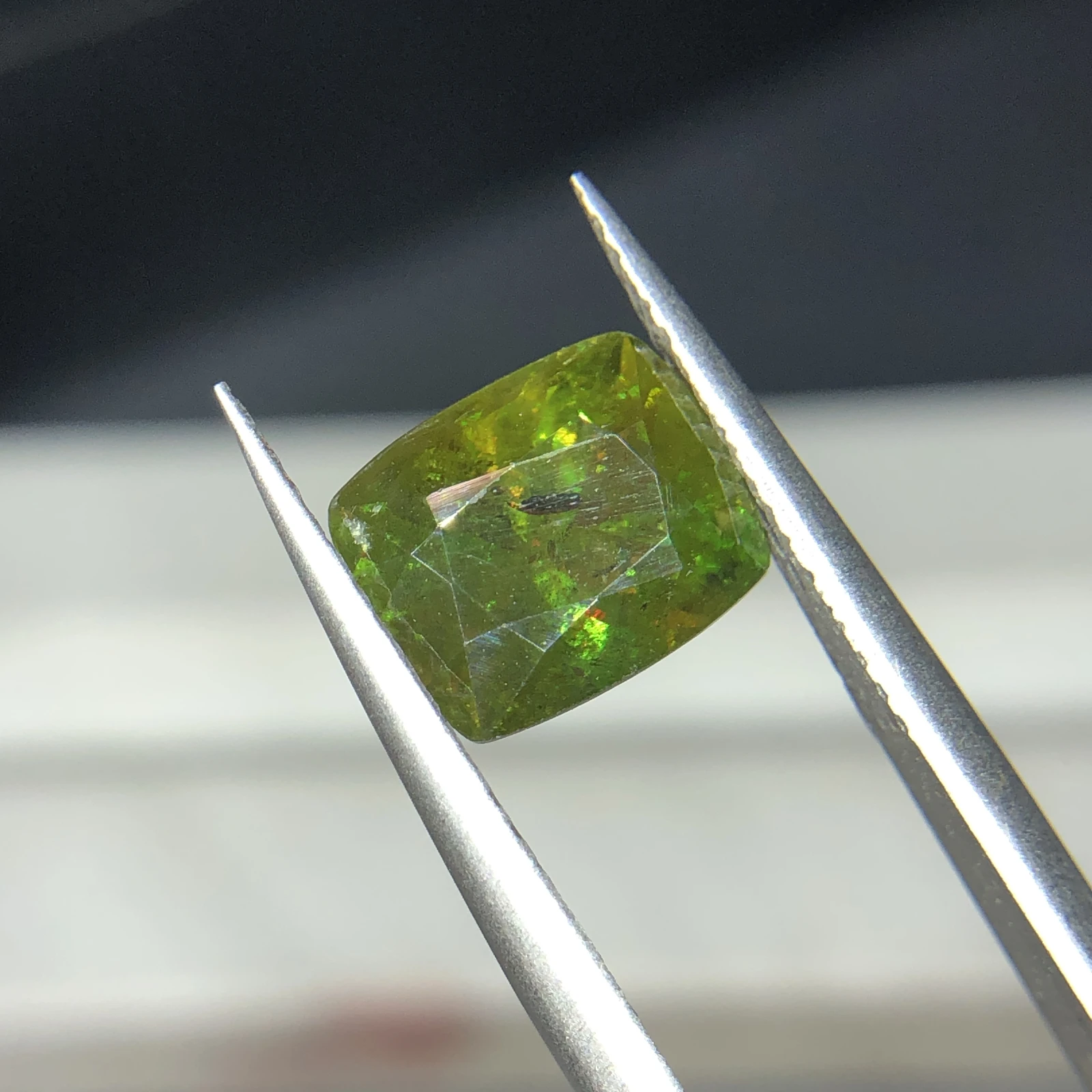 3.40ct Natural Sphene titanite loose gemstone chrome cushion shape — view 3
