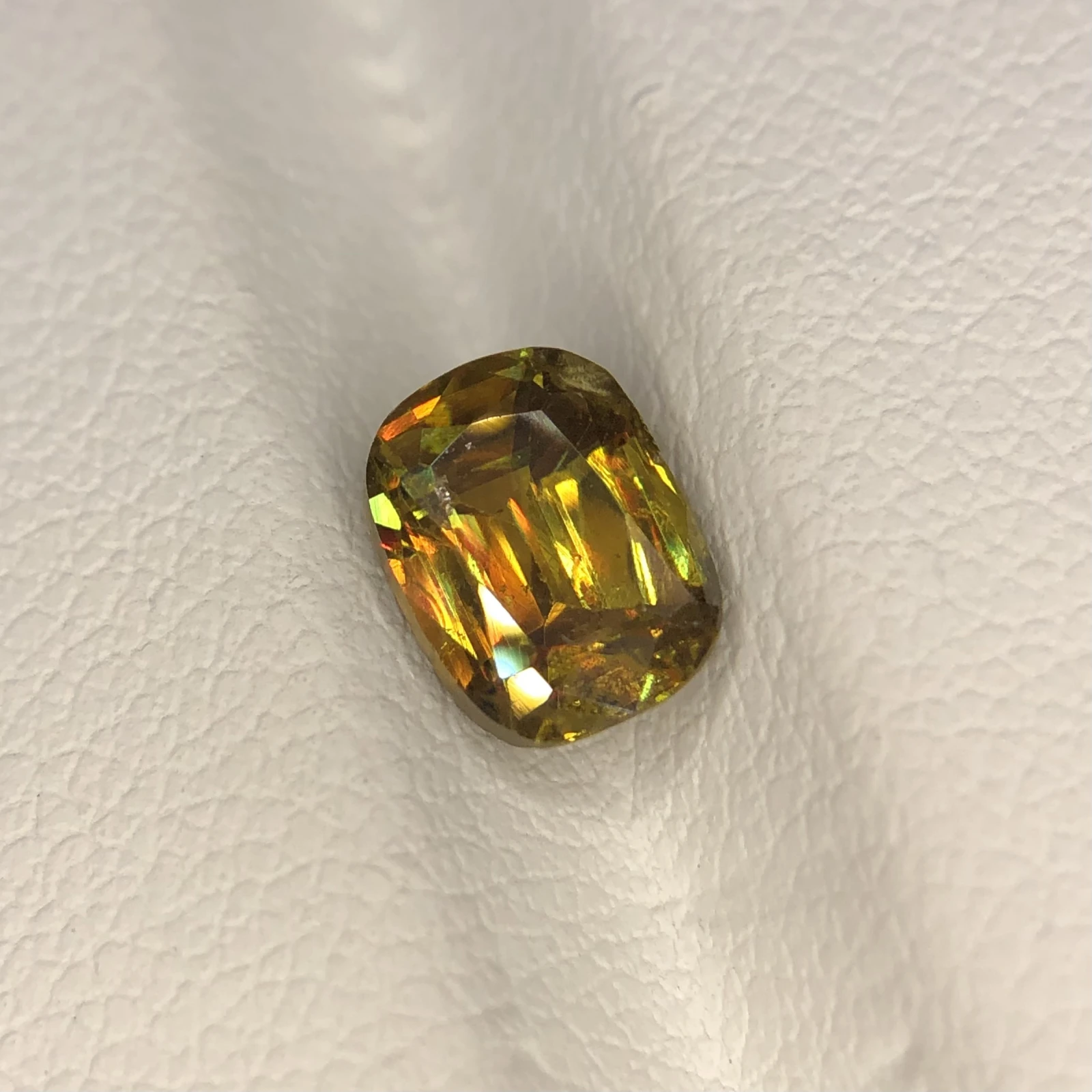 1.50ct Natural Sphene Titanite Loose Gemstone Yellow Cushion Shape — view 3