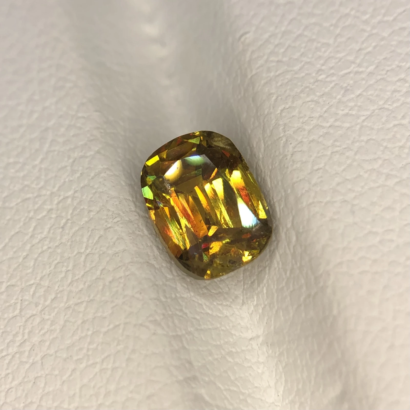 1.50ct Natural Sphene Titanite Loose Gemstone Yellow Cushion Shape — view 4