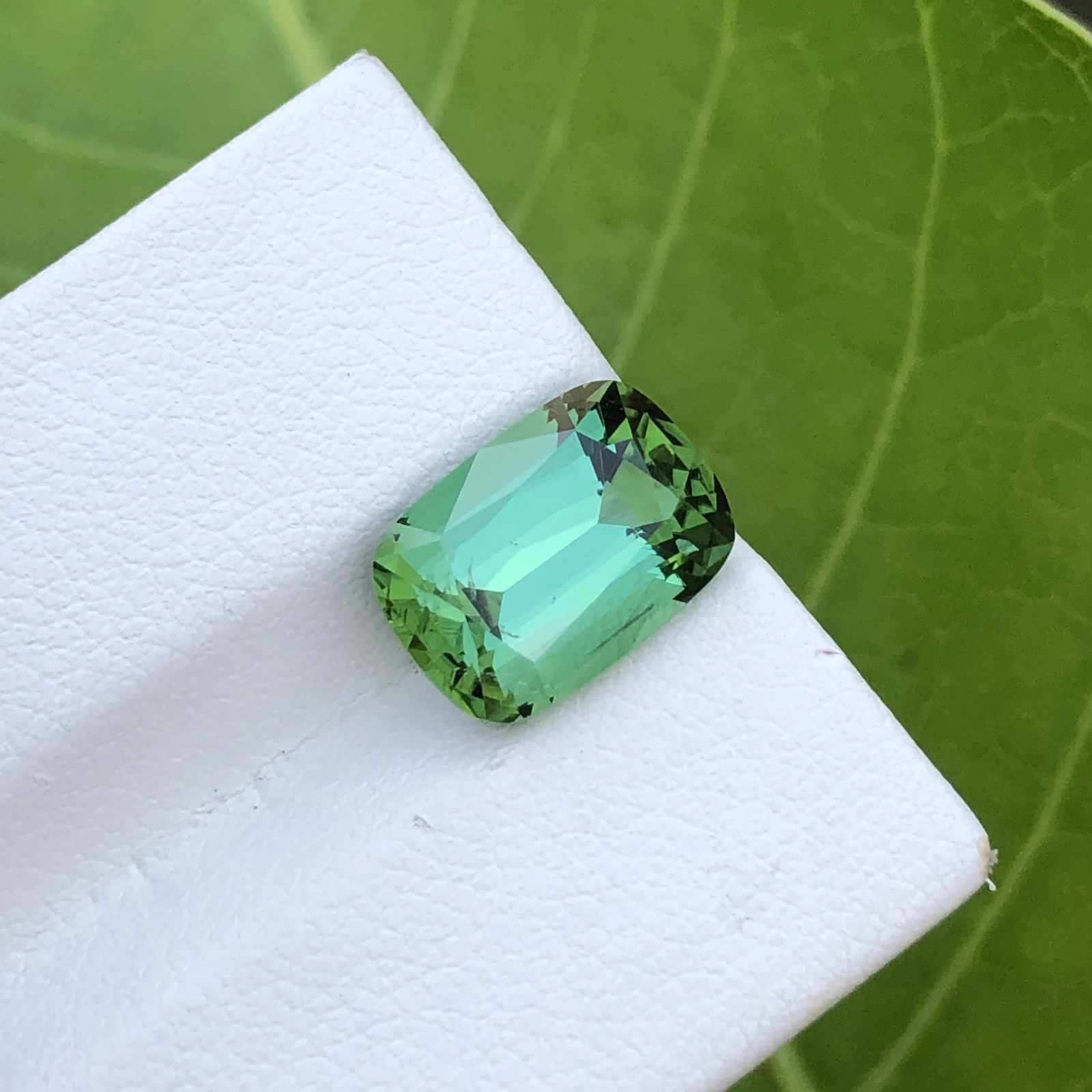 4.50ct Natural Tourmaline loose Gemstone cushion shape Greenish Blue — view 2