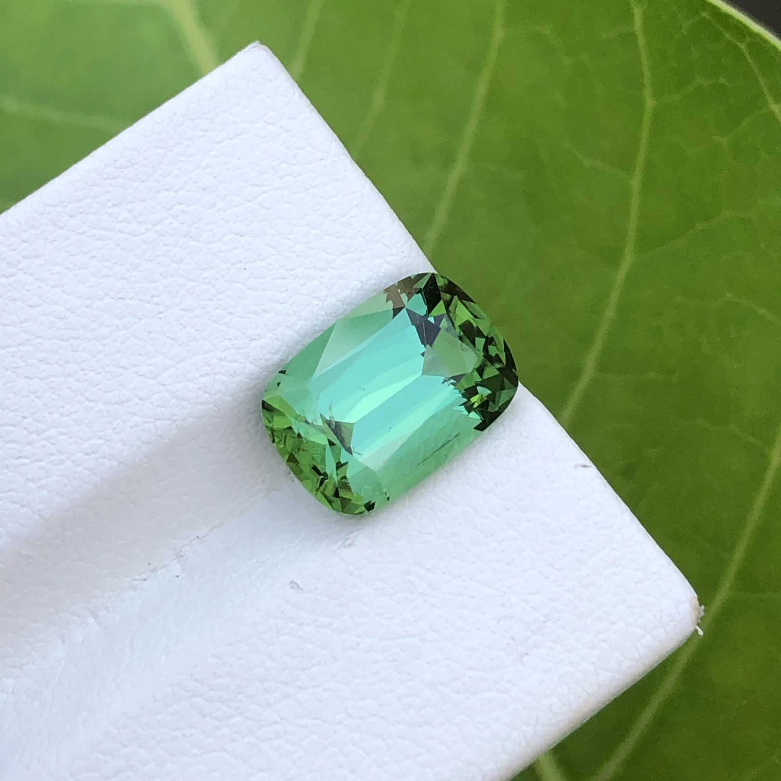 4.50ct Natural Tourmaline loose Gemstone cushion shape Greenish Blue — view 4