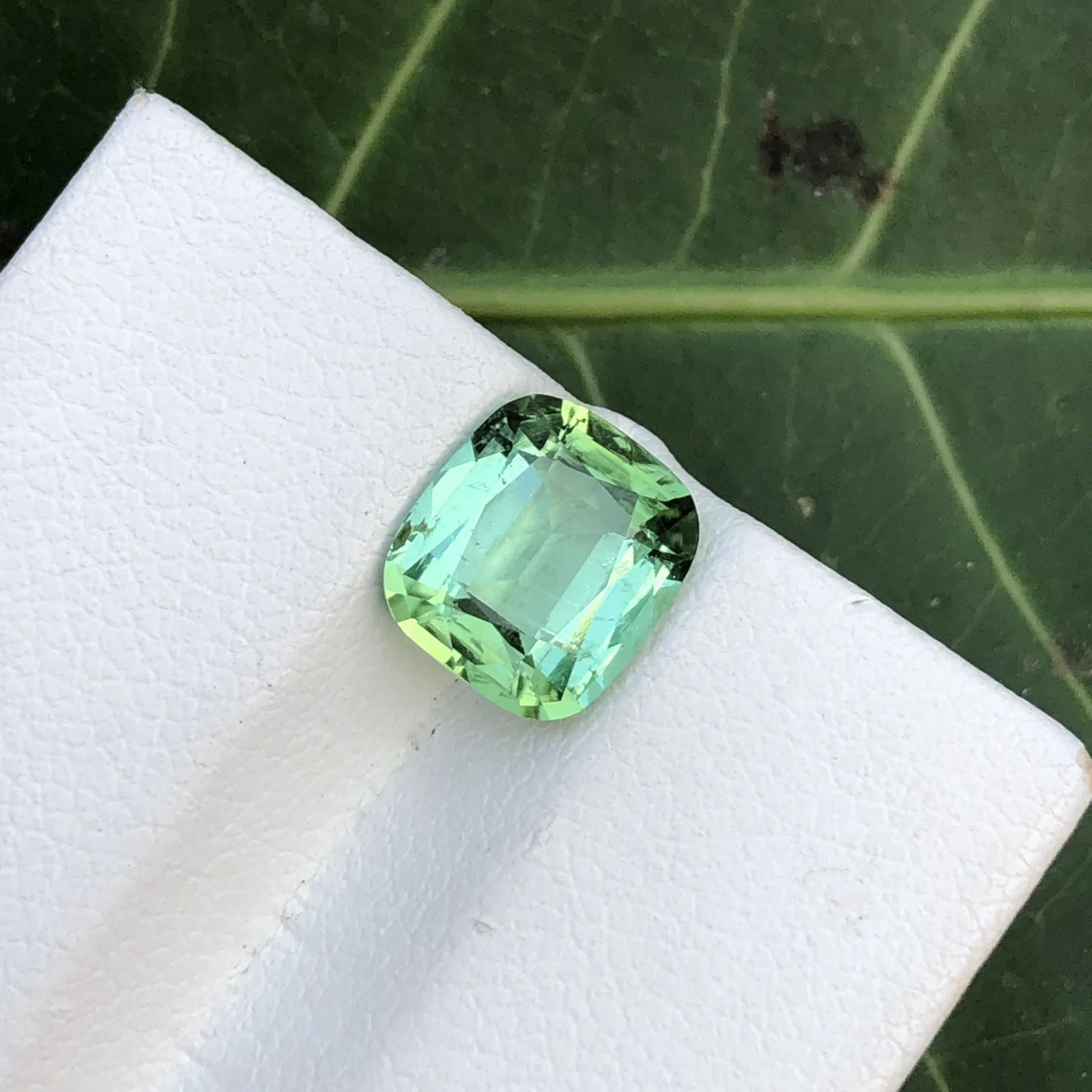 2.25ct Natural Tourmaline loose Gemstone cushion shape mint blue — view 1