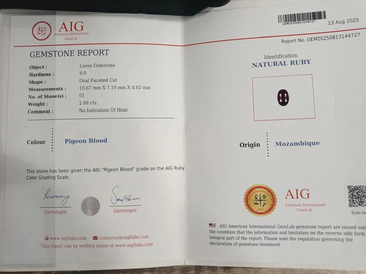 Pigeon blood Ruby 2.88 carat from Mozambique — view 4