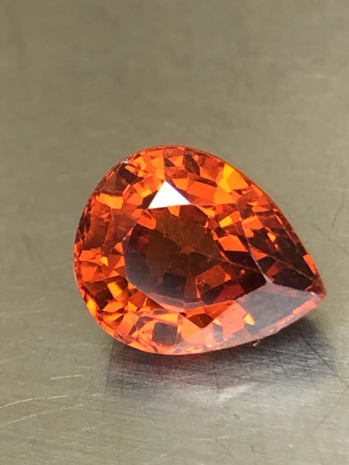 Mandarin Garnet 3.2 carats in Pear Shape from Tanzania — view 2