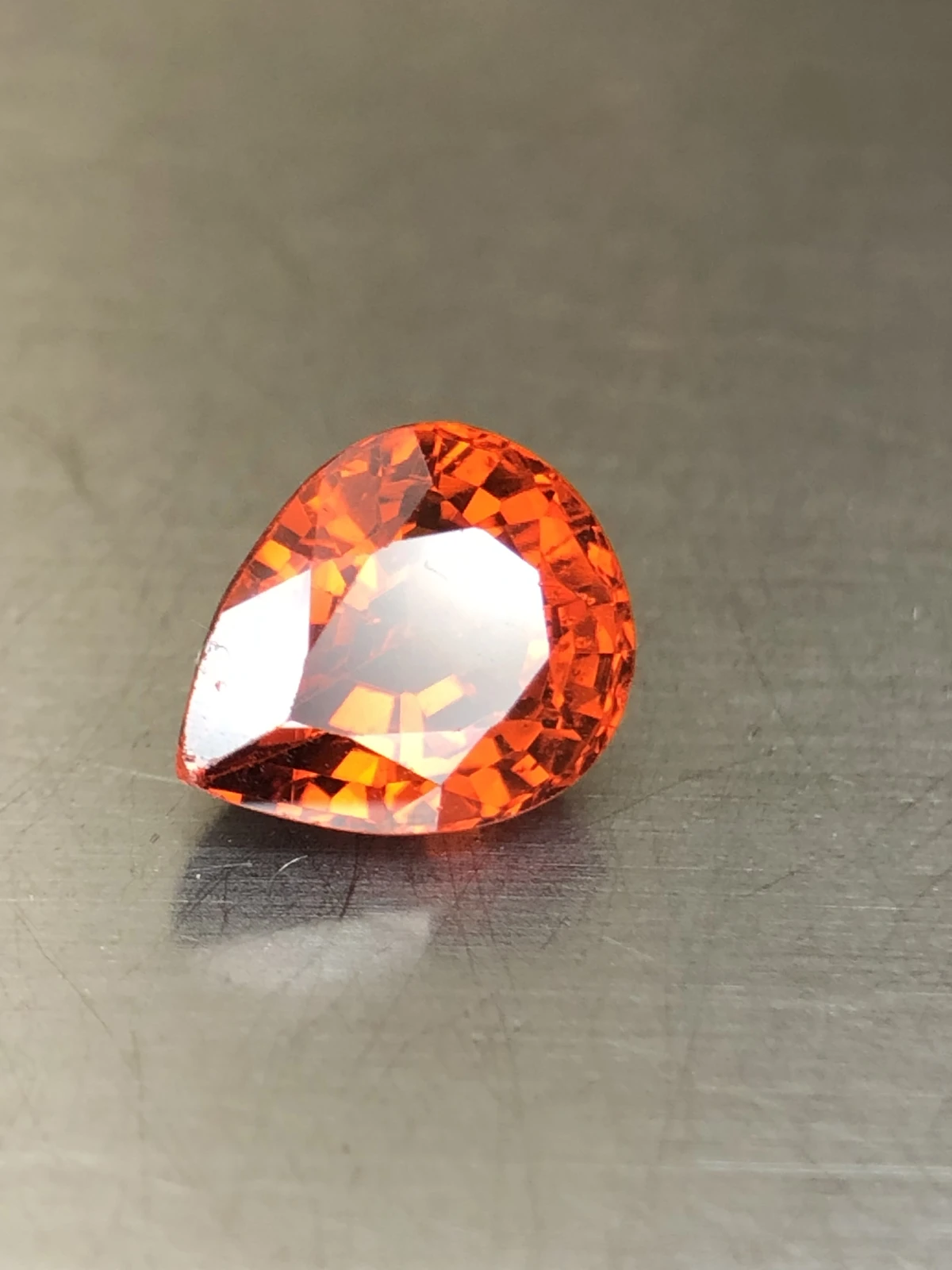 Mandarin Garnet 3.2 carats in Pear Shape from Tanzania — view 3