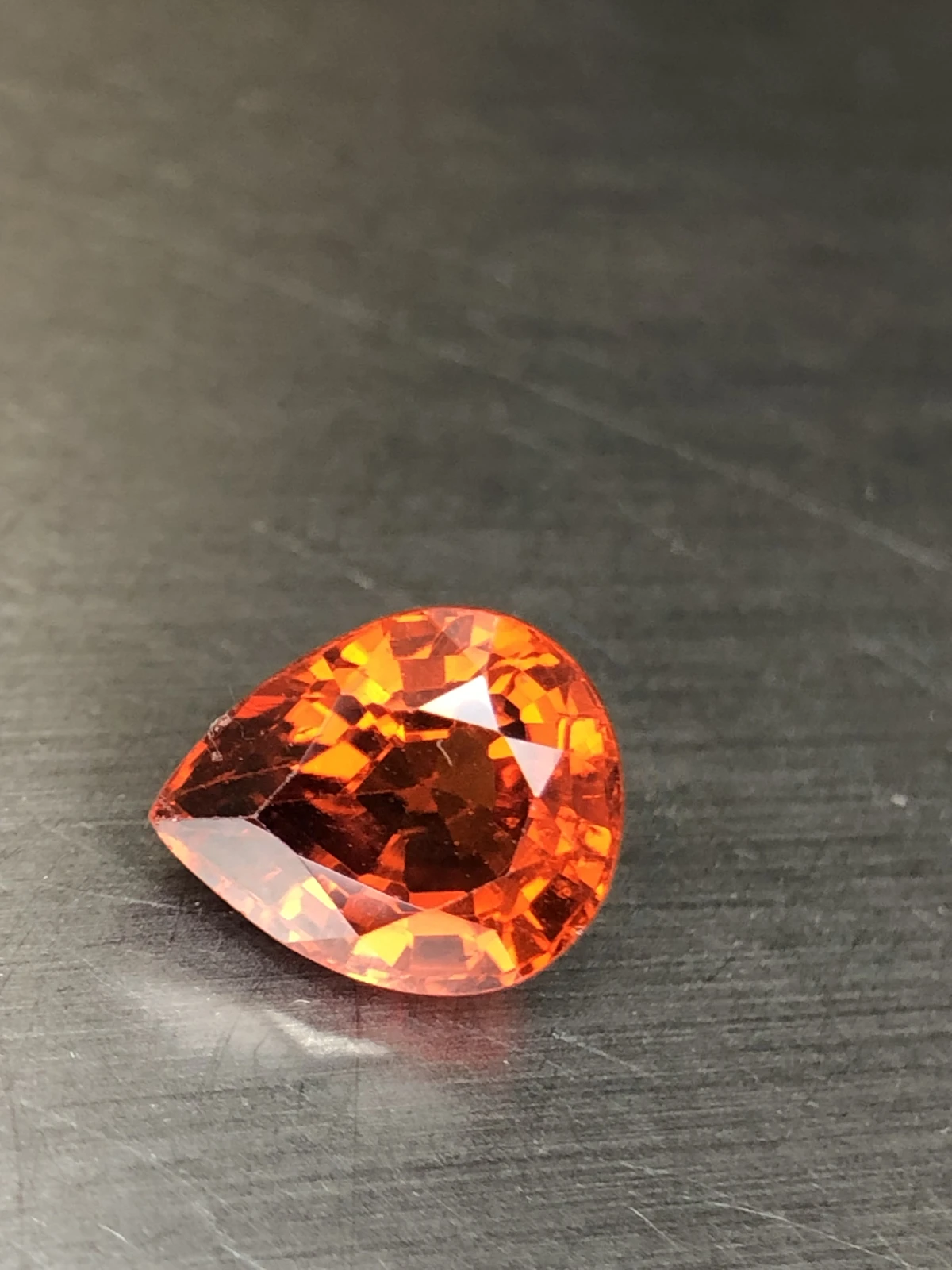 Mandarin Garnet 3.2 carats in Pear Shape from Tanzania — view 5