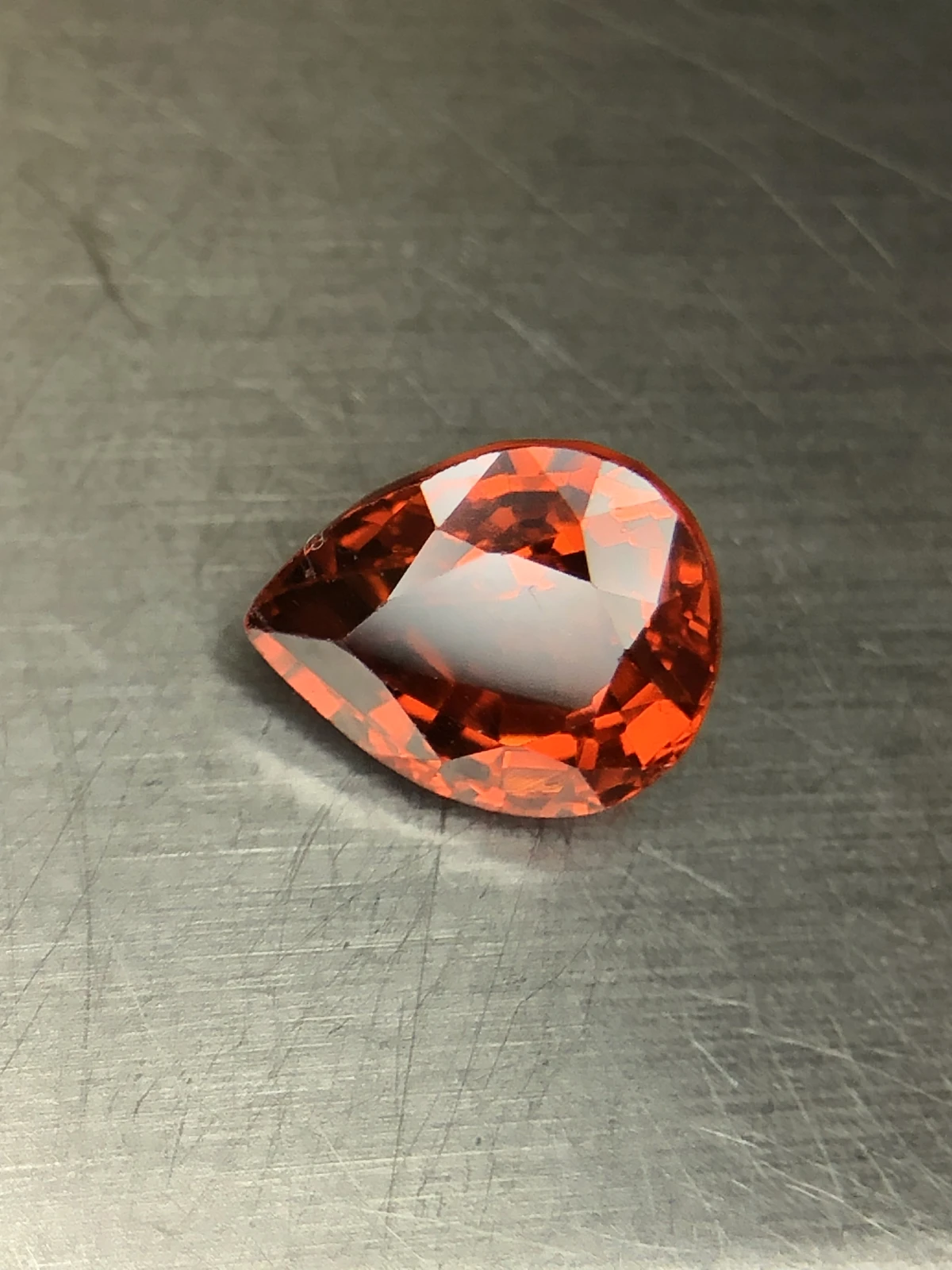 Mandarin Garnet 3.2 carats in Pear Shape from Tanzania — view 6