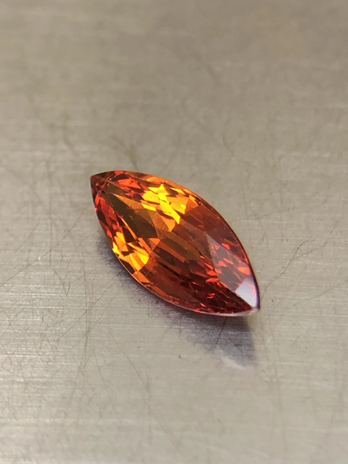 Mandarin Garnet 2.3 carats in Marquise Cut from Tanzania — view 2