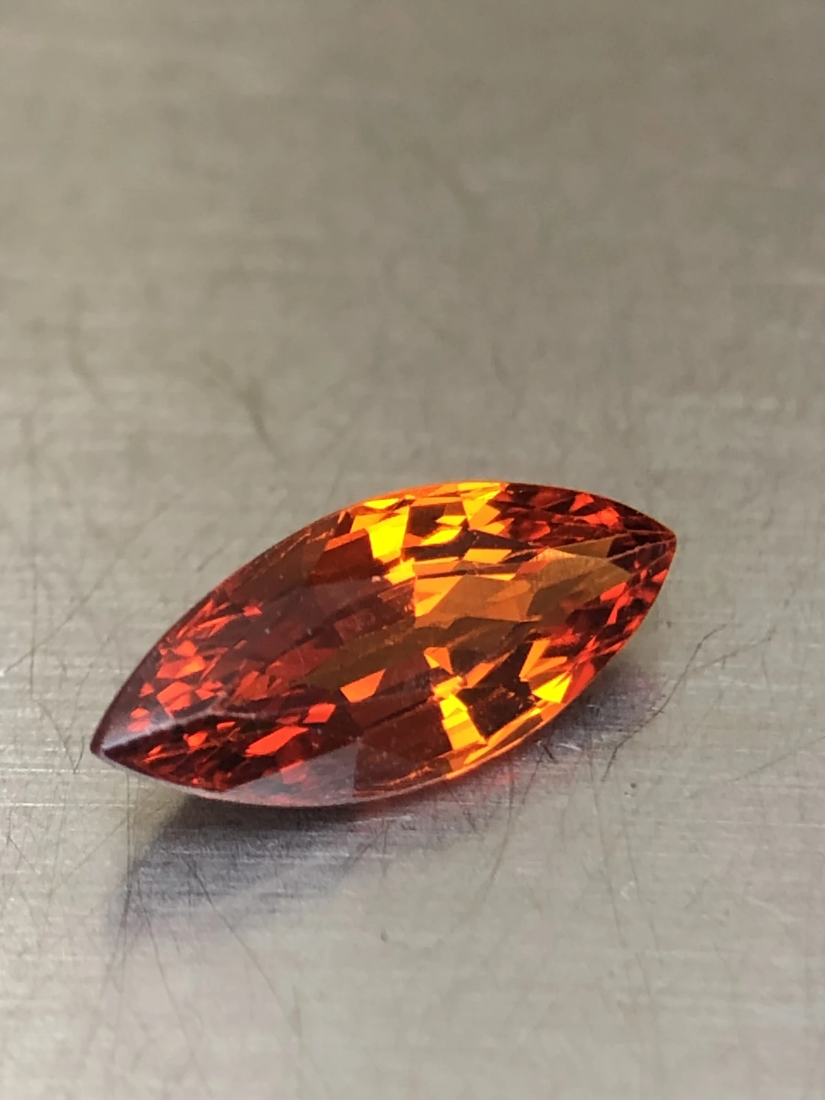 Mandarin Garnet 2.3 carats in Marquise Cut from Tanzania — view 3