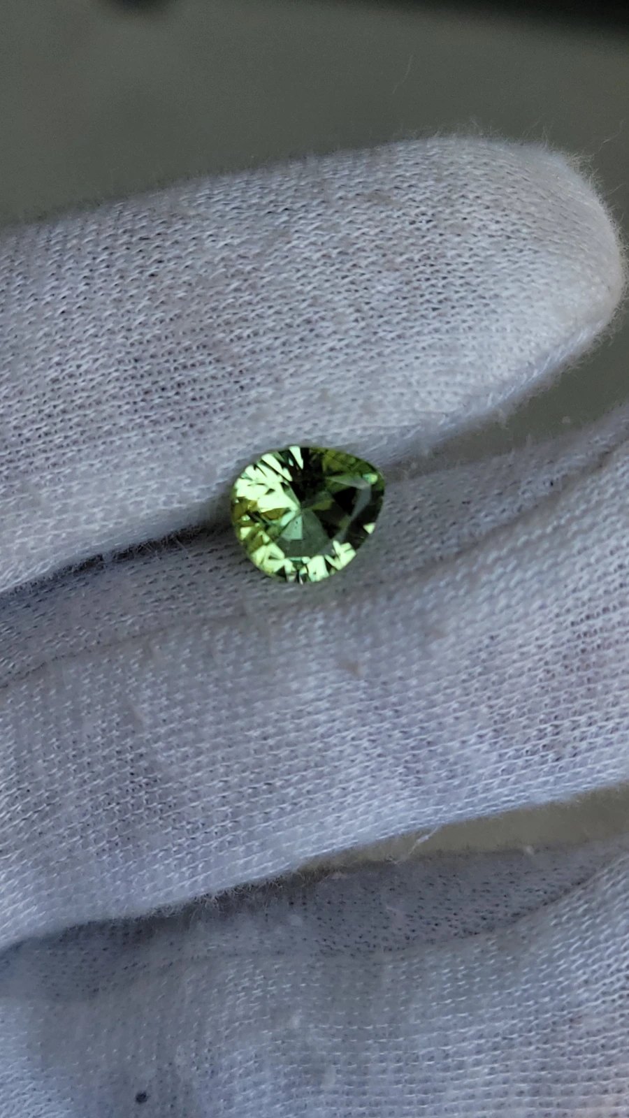 1.75ct Peridot with Ludwigite Inclusions Pear cut From Pakistan — view 2