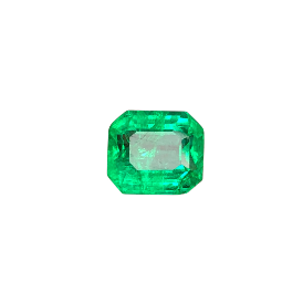 Panjshir Emerald Gemstone: Faceted Octagon, Vibrant Green, May Birthstone 1.99 Carat