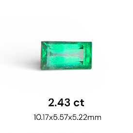 Natural Green Emerald 2.43 Carat Faceted Rectangular Cut Loose Gemstone