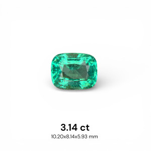 IGI Certified 3.14 ct Natural Panjshir Emerald Cushion Shape Loose Gemstone from Afghanistan