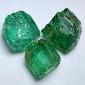 11.35ct Trio of Natural Bluish Green Emeralds from Afghanistan Panjsher
