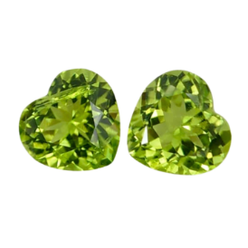 1.9ct & 1.85ct Natural Heart Faceted Peridot Pair from Pakistan