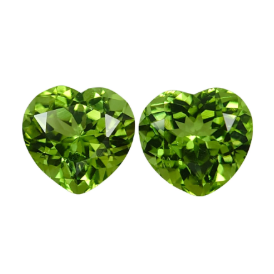 2.9 & 2.8ct Natural Heart Faceted Peridot Pair Loose Gemstones from Pakistan