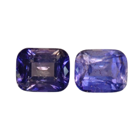 2.9ct Natural Reverse Pair Cushion Faceted Iolite Pair from Madagascar